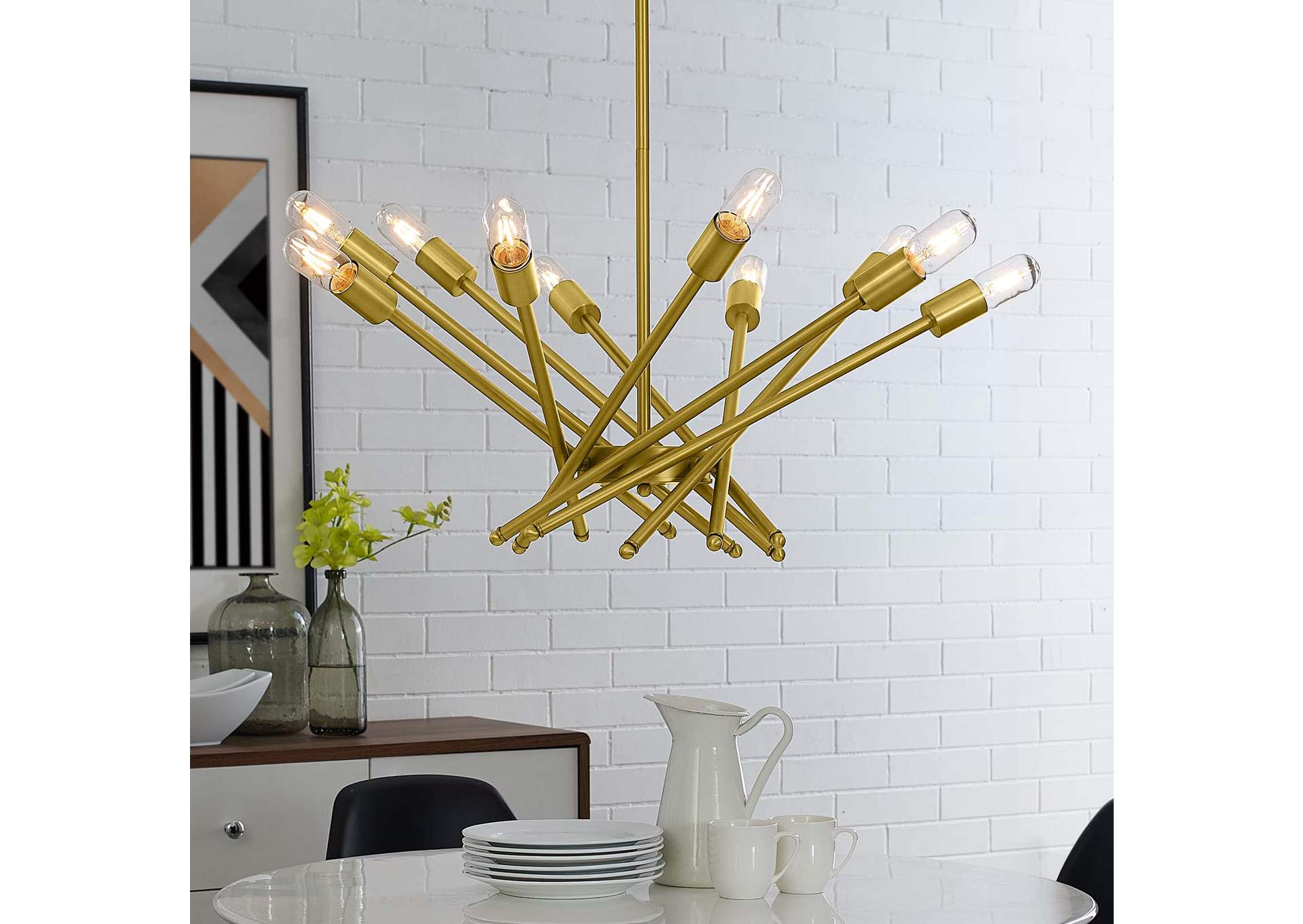 Cherish Brass Metal Pendant Light,Modway