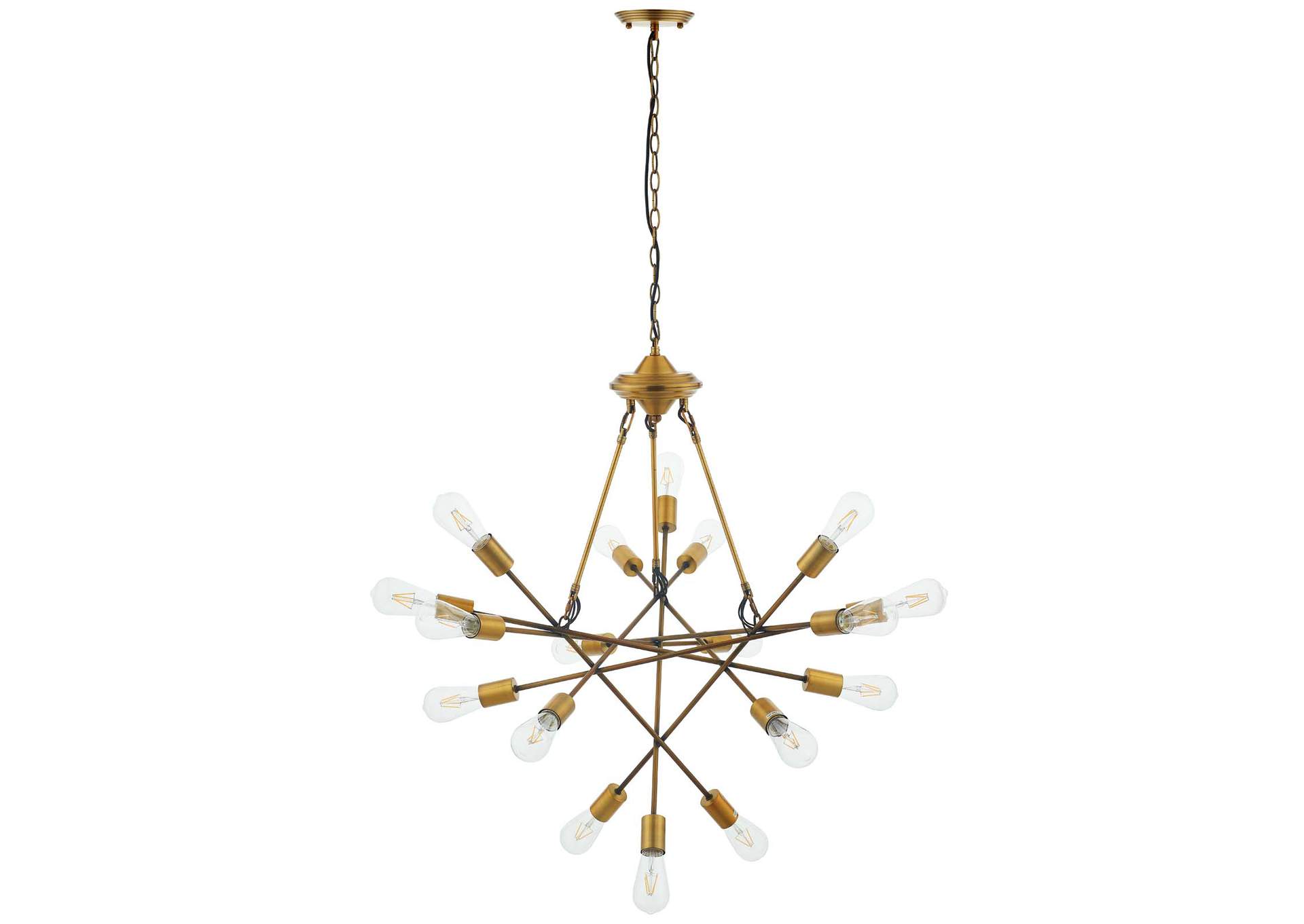 Request Antique Brass 18 Light Mid-Century Pendant Chandelier,Modway