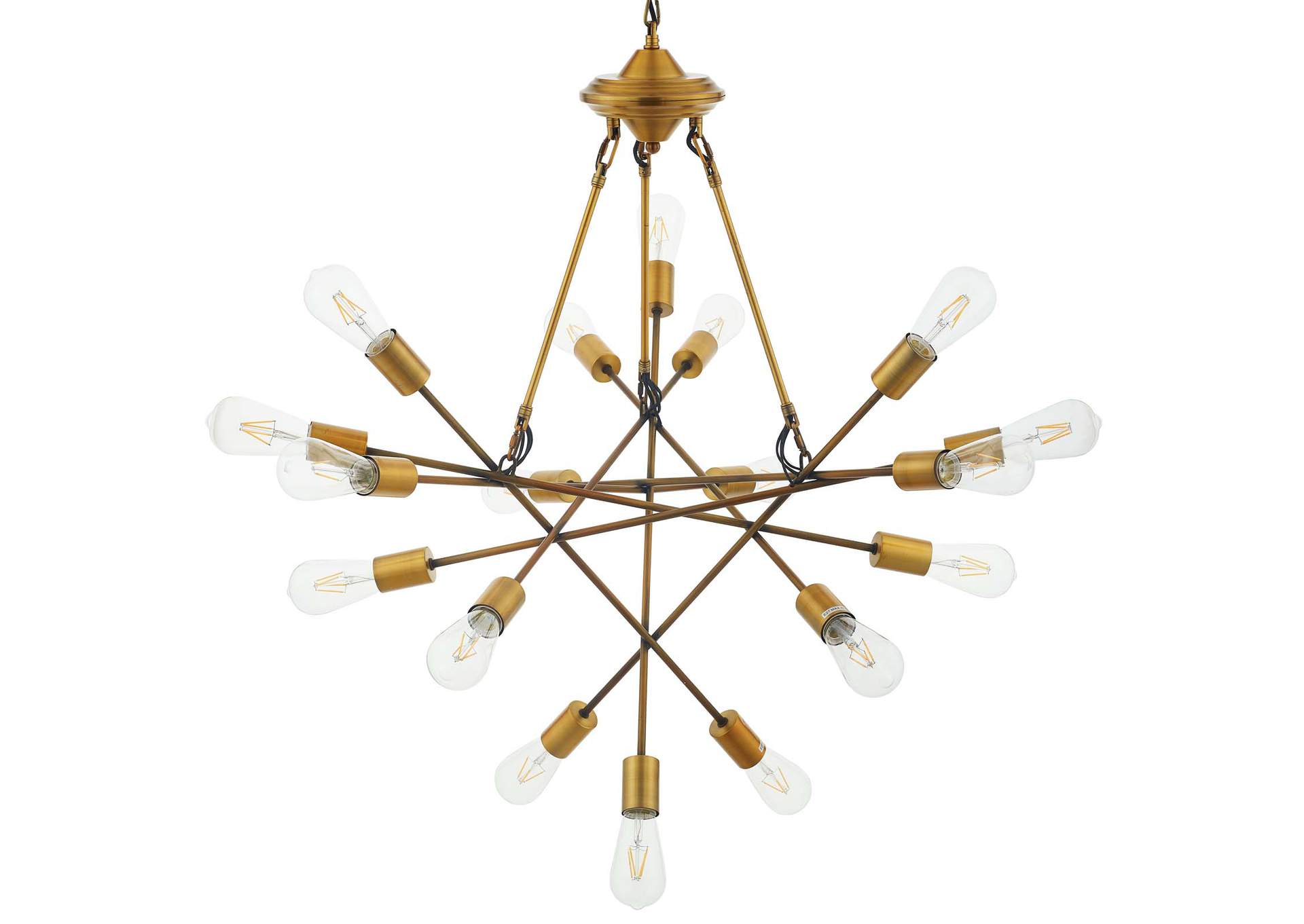 Request Antique Brass 18 Light Mid-Century Pendant Chandelier,Modway