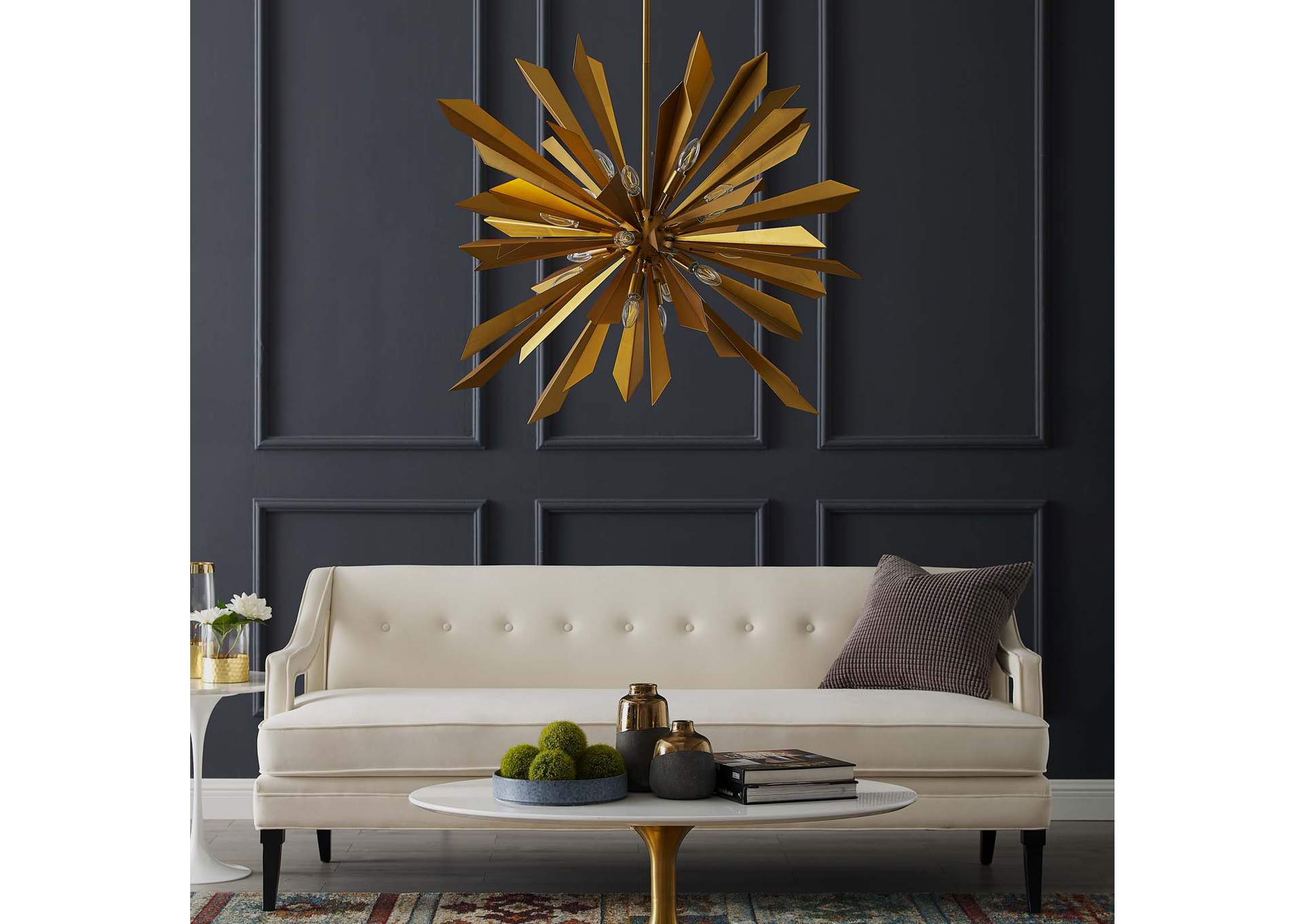 Pervade Starburst Brass Pendant Light Chandelier,Modway