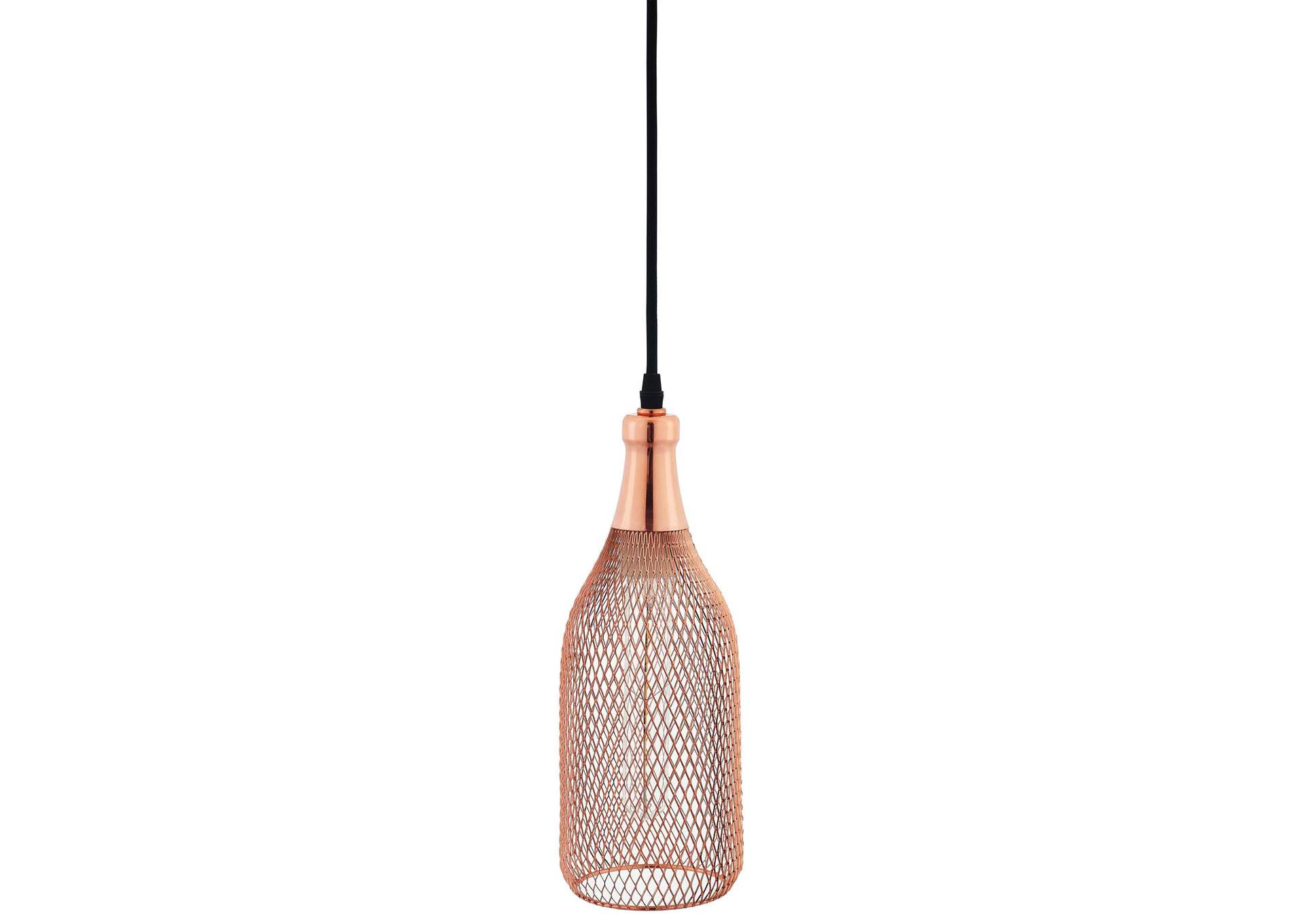 Glimmer Bottle-Shaped Rose Gold Pendant Light,Modway