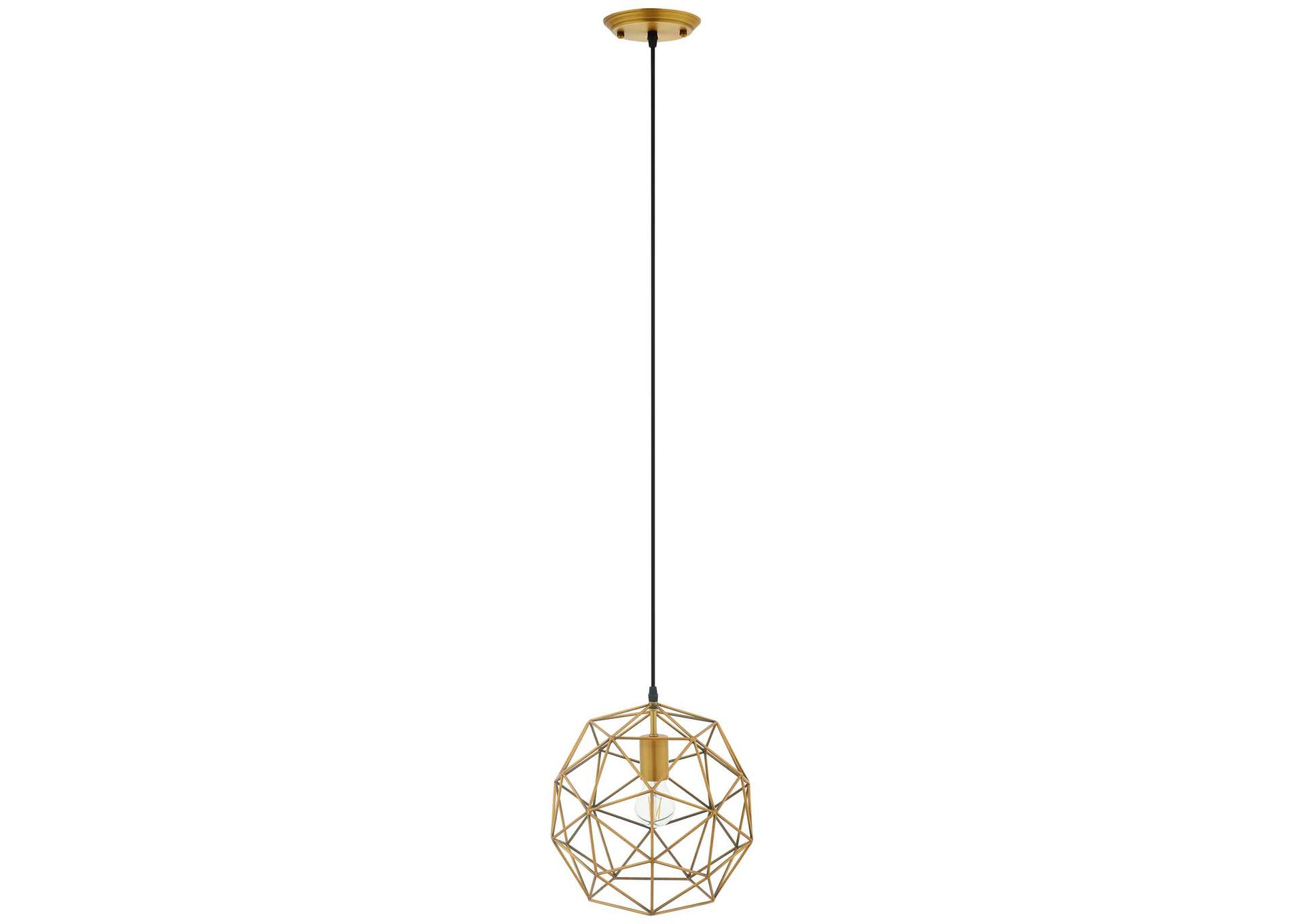 Rarity Geometric Decagon-Shaped Brass Pendant Light,Modway