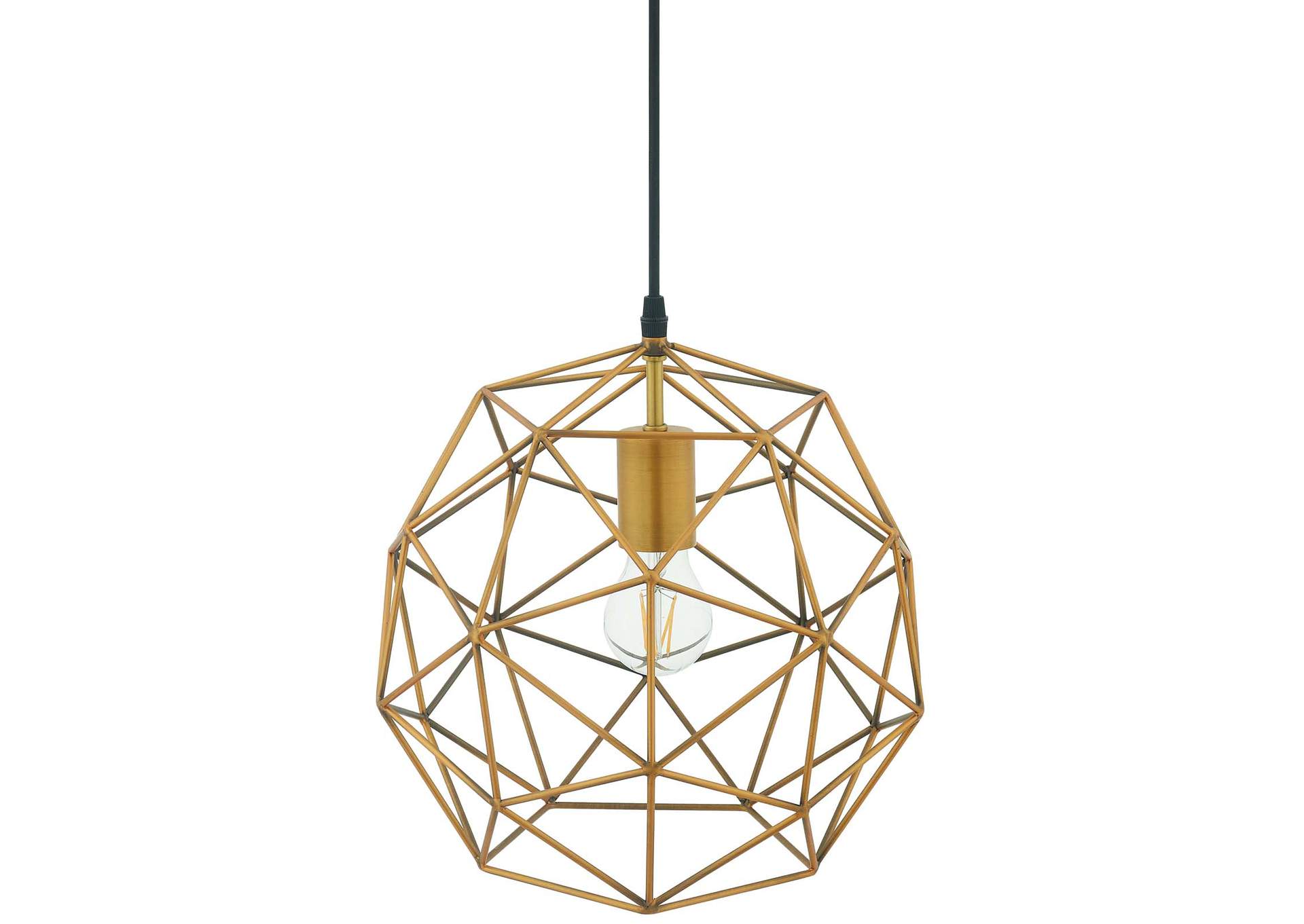 Rarity Geometric Decagon-Shaped Brass Pendant Light,Modway