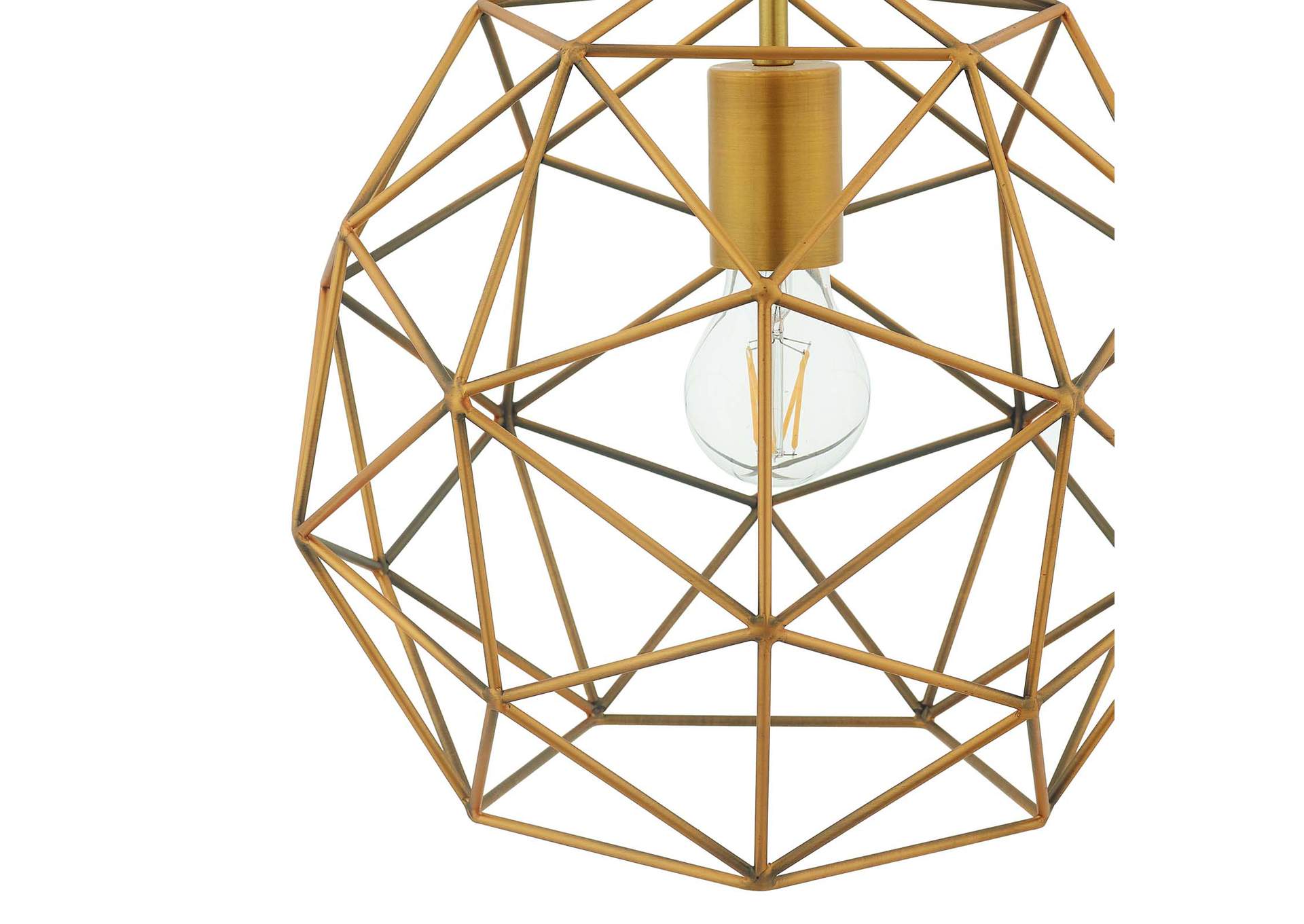 Rarity Geometric Decagon-Shaped Brass Pendant Light,Modway