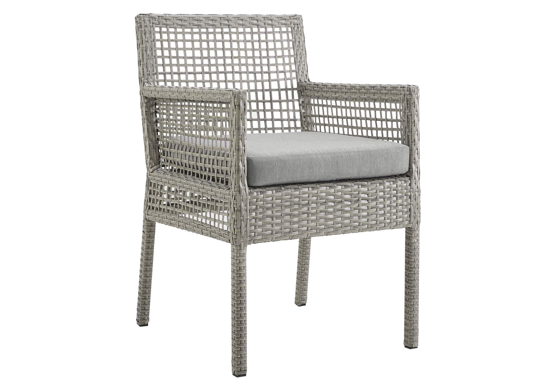 Gray Gray Aura Outdoor Patio Wicker Rattan Arm Dining Chair,Modway