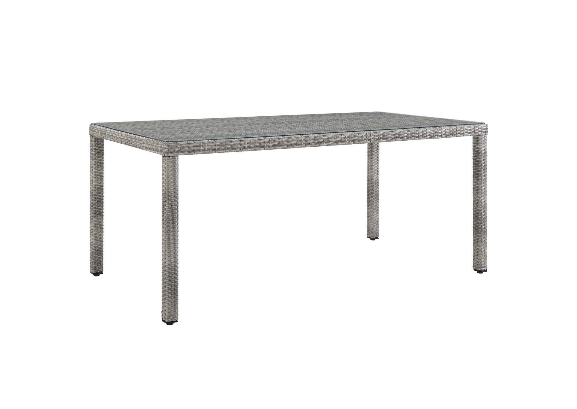 Gray Aura 68" Outdoor Patio Wicker Rattan Dining Table,Modway