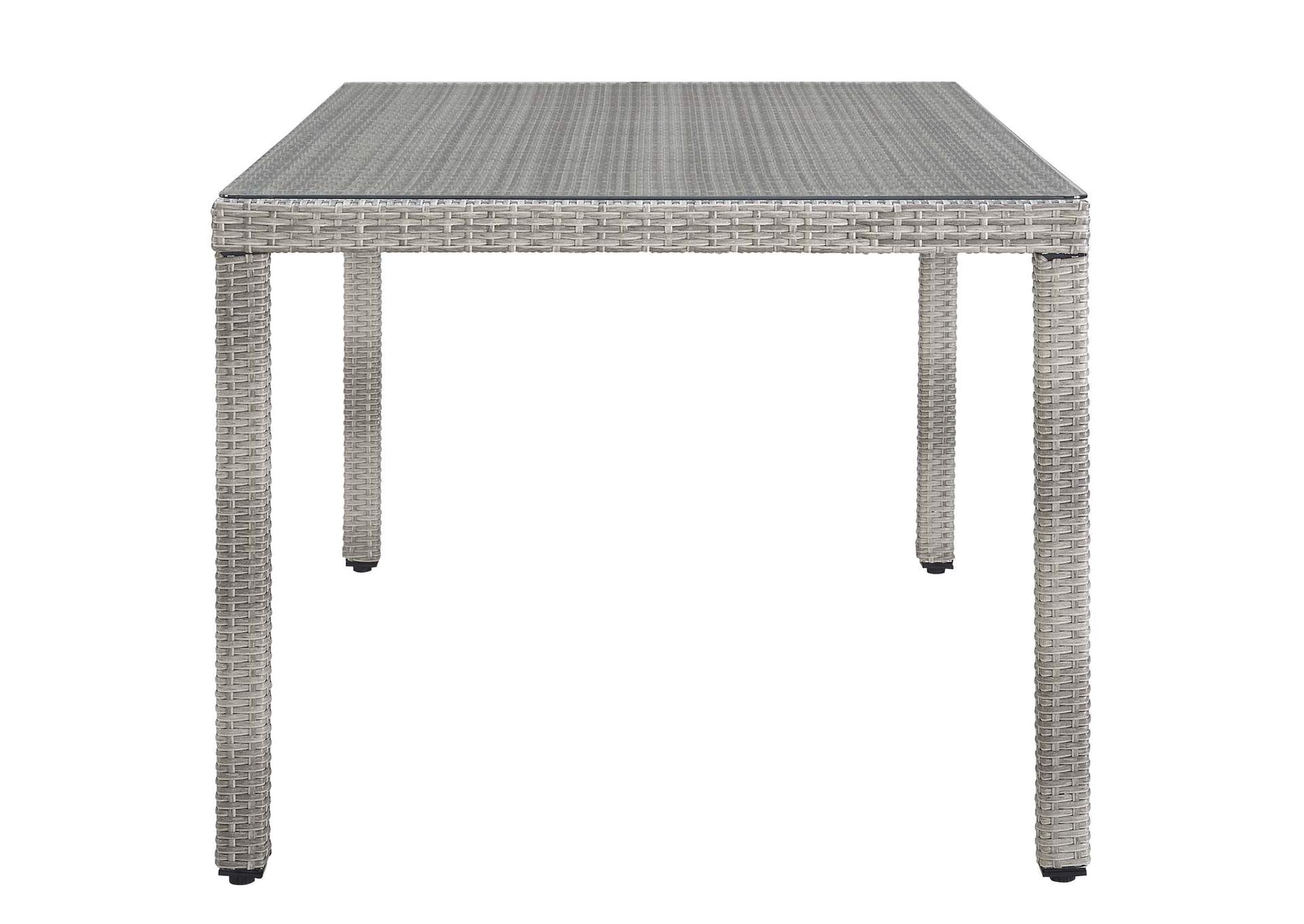 Gray Aura 68" Outdoor Patio Wicker Rattan Dining Table,Modway