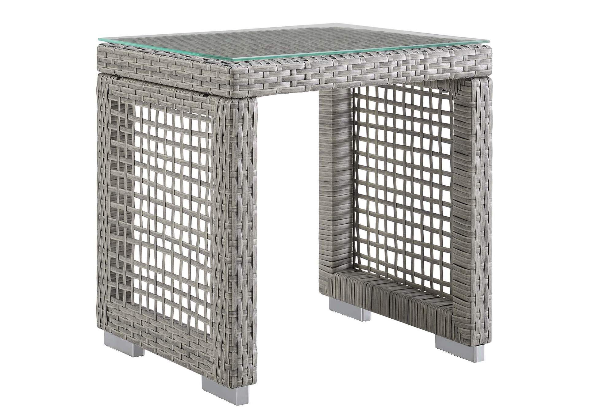 Gray Aura Outdoor Patio Wicker Rattan Side Table,Modway