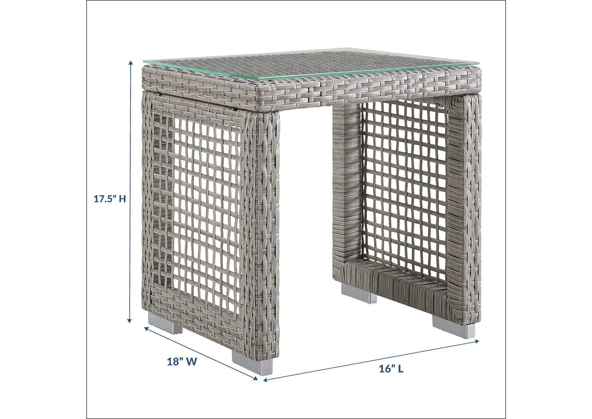 Gray Aura Outdoor Patio Wicker Rattan Side Table,Modway