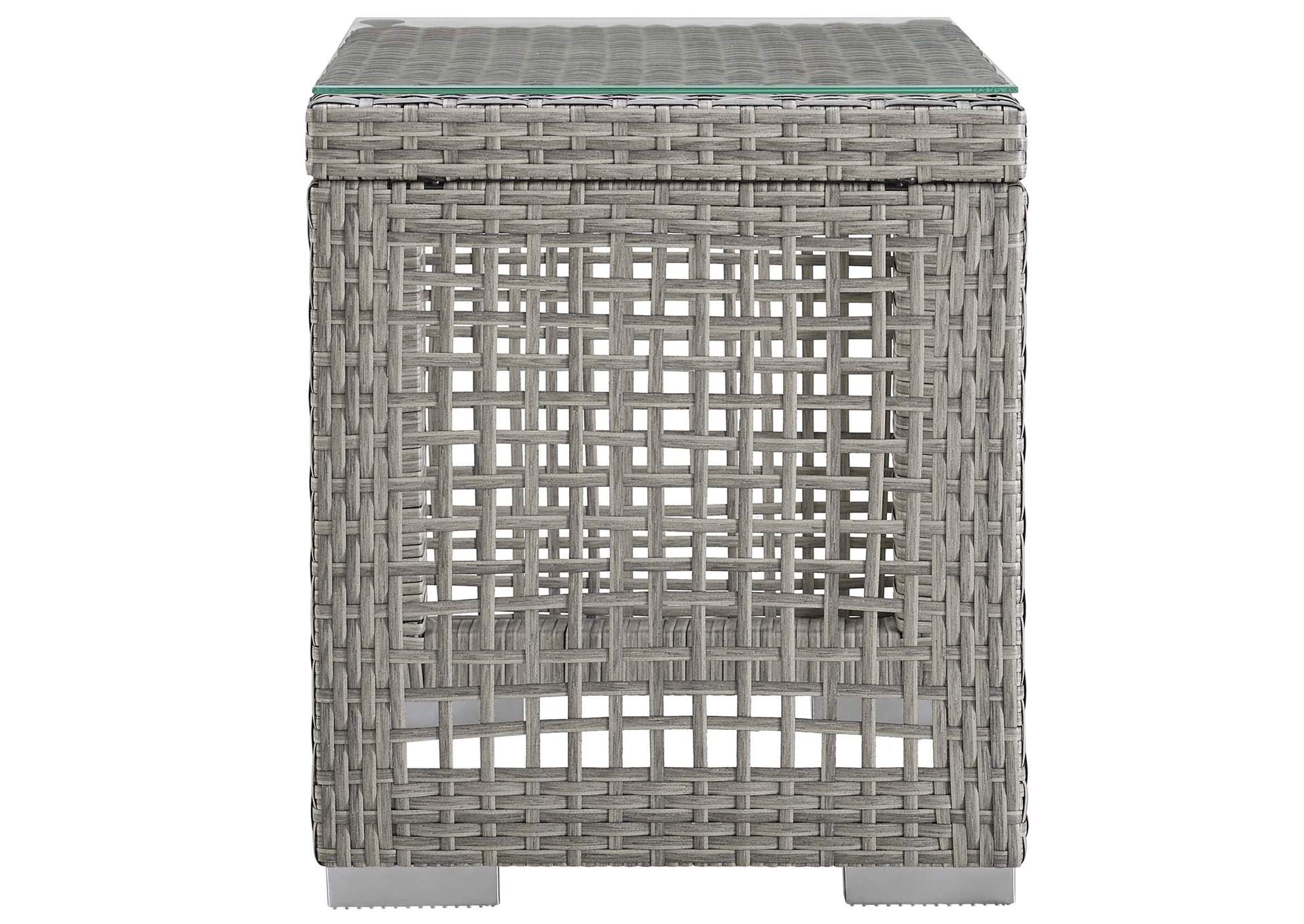 Gray Aura Outdoor Patio Wicker Rattan Side Table,Modway