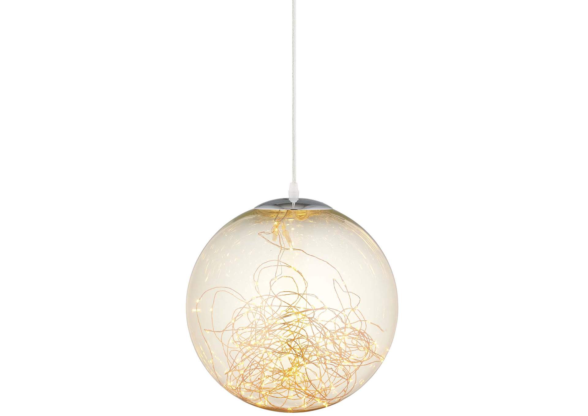 Fairy 8" Amber Glass Globe Ceiling Light Pendant Chandelier,Modway