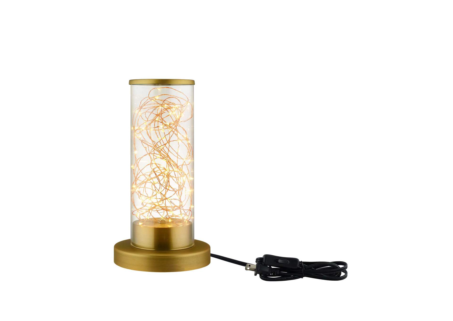 Adore Cylindrical-Shaped Clear Glass And Brass Table Lamp,Modway