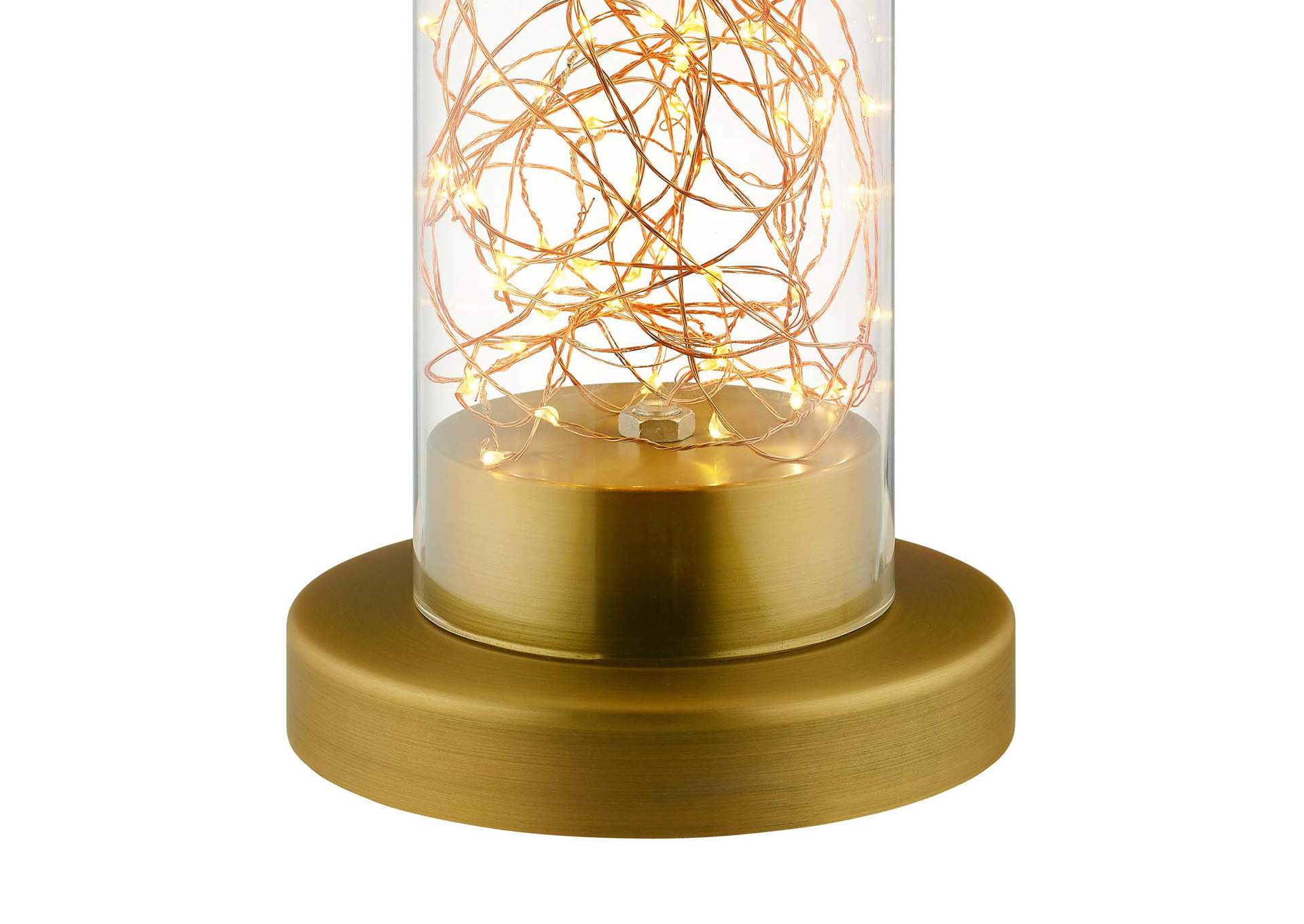 Adore Cylindrical-Shaped Clear Glass And Brass Table Lamp,Modway