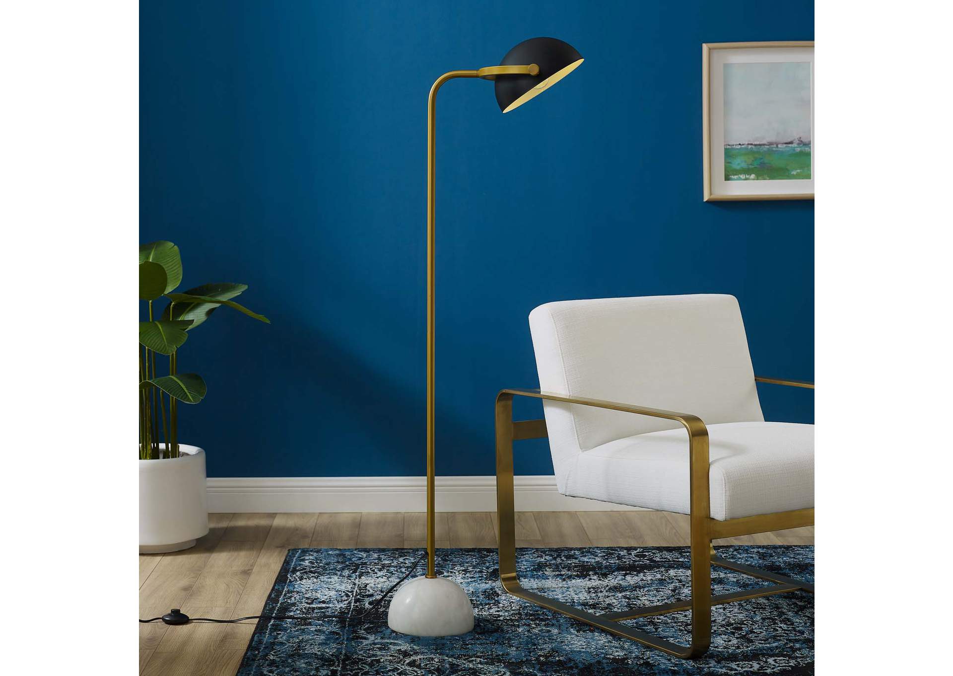 Convey Bronze and White Marble Floor Lamp,Modway