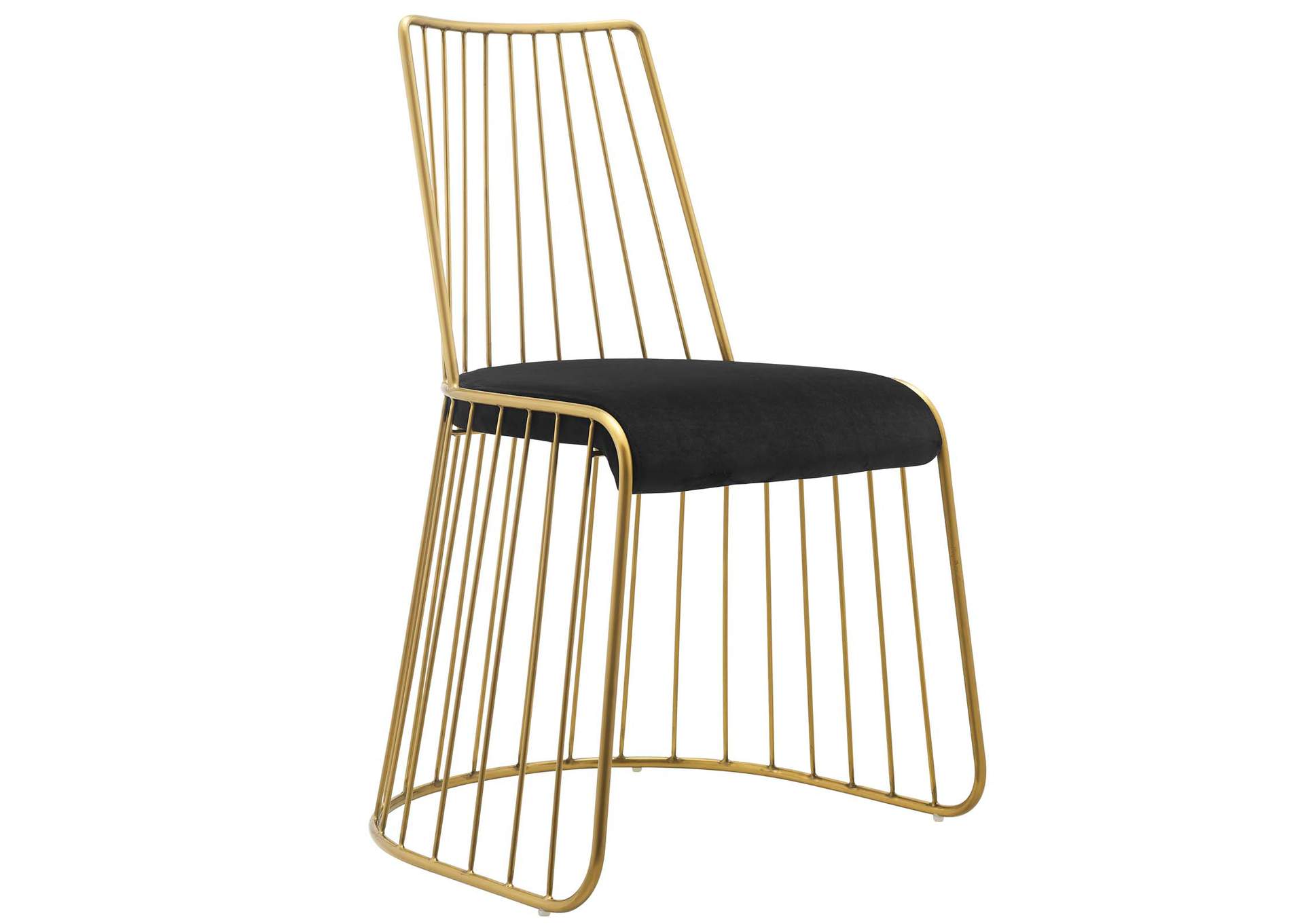 Gold Black Rivulet Gold Stainless Steel Performance Velvet Dining Chair,Modway