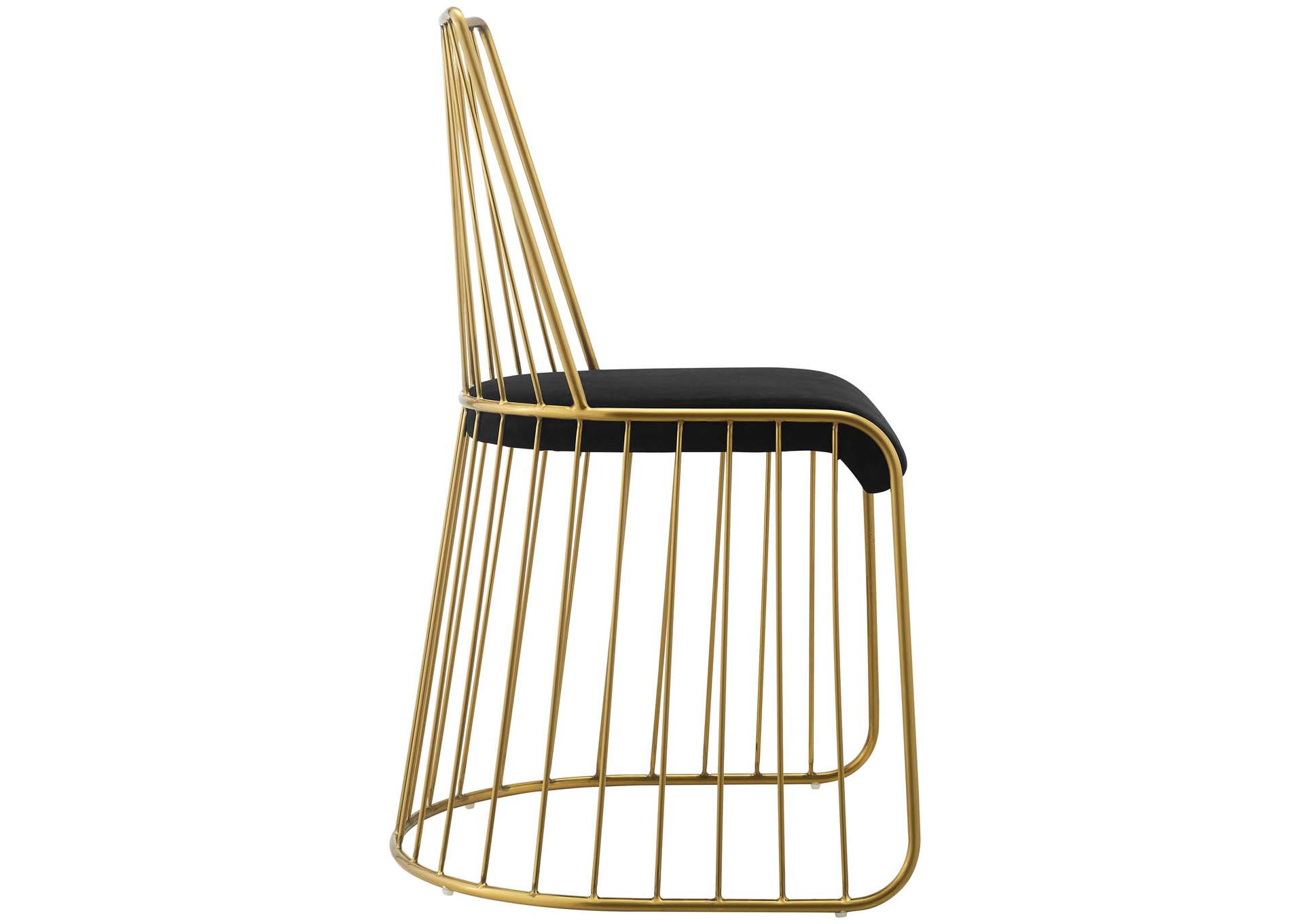 Gold Black Rivulet Gold Stainless Steel Performance Velvet Dining Chair,Modway