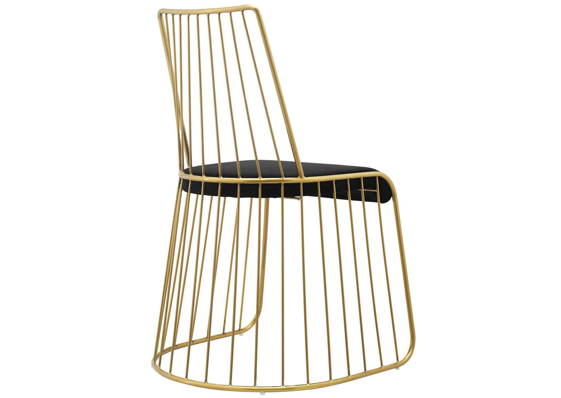 Gold Black Rivulet Gold Stainless Steel Performance Velvet Dining Chair,Modway