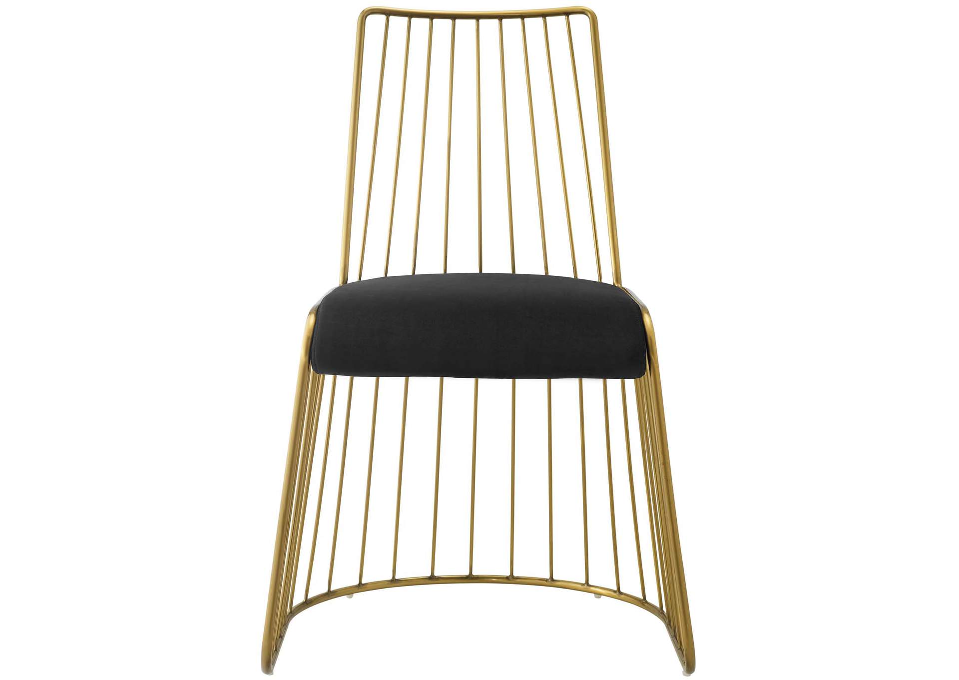 Gold Black Rivulet Gold Stainless Steel Performance Velvet Dining Chair,Modway