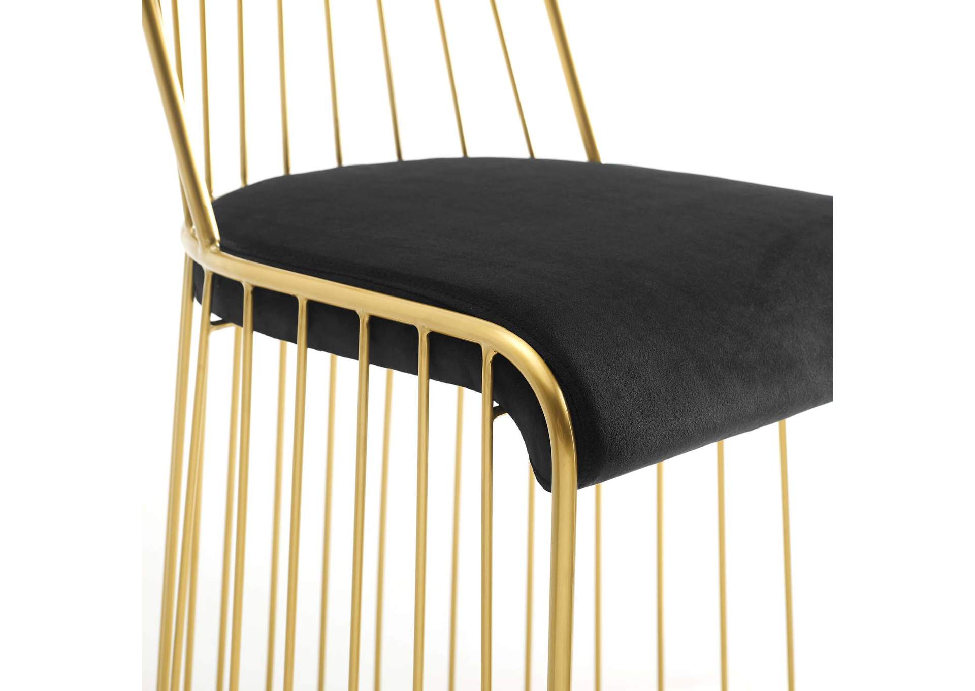 Gold Black Rivulet Gold Stainless Steel Performance Velvet Dining Chair,Modway