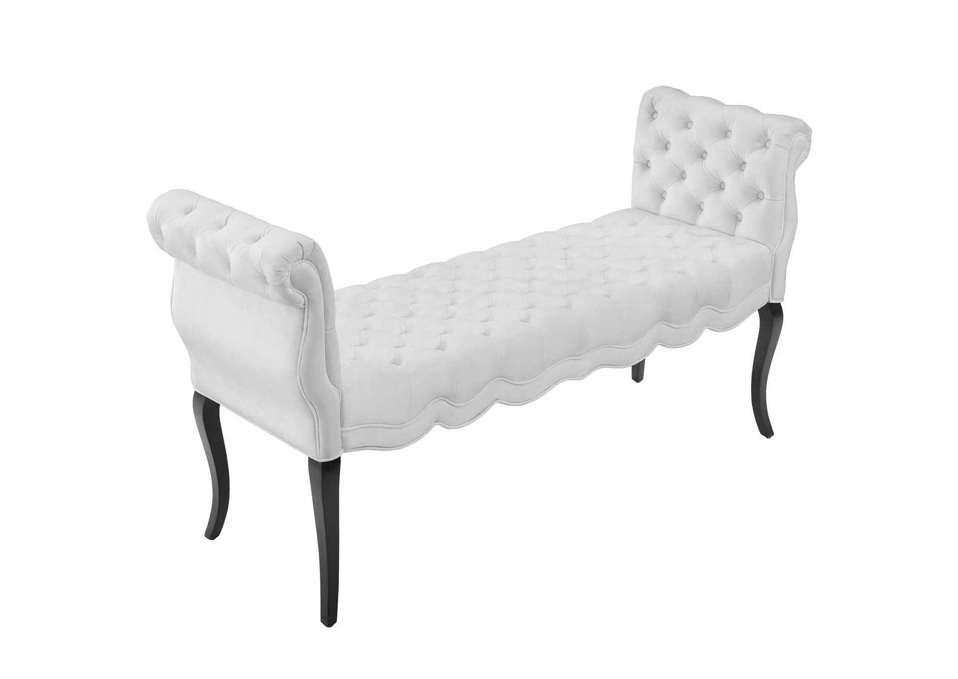 White Adelia Chesterfield Style Button Tufted Performance Velvet Bench,Modway