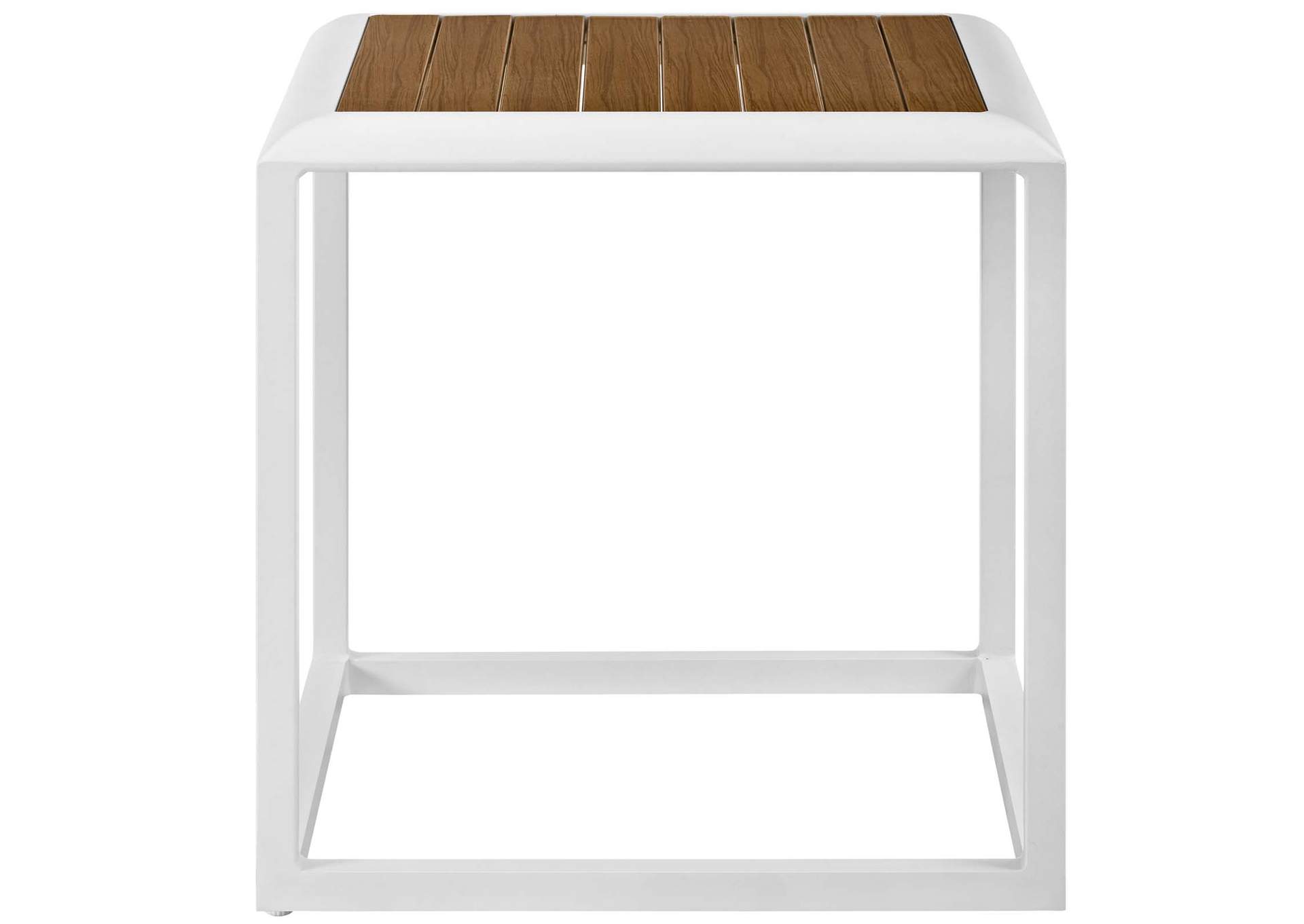 White Natural Stance Outdoor Patio Aluminum Side Table,Modway