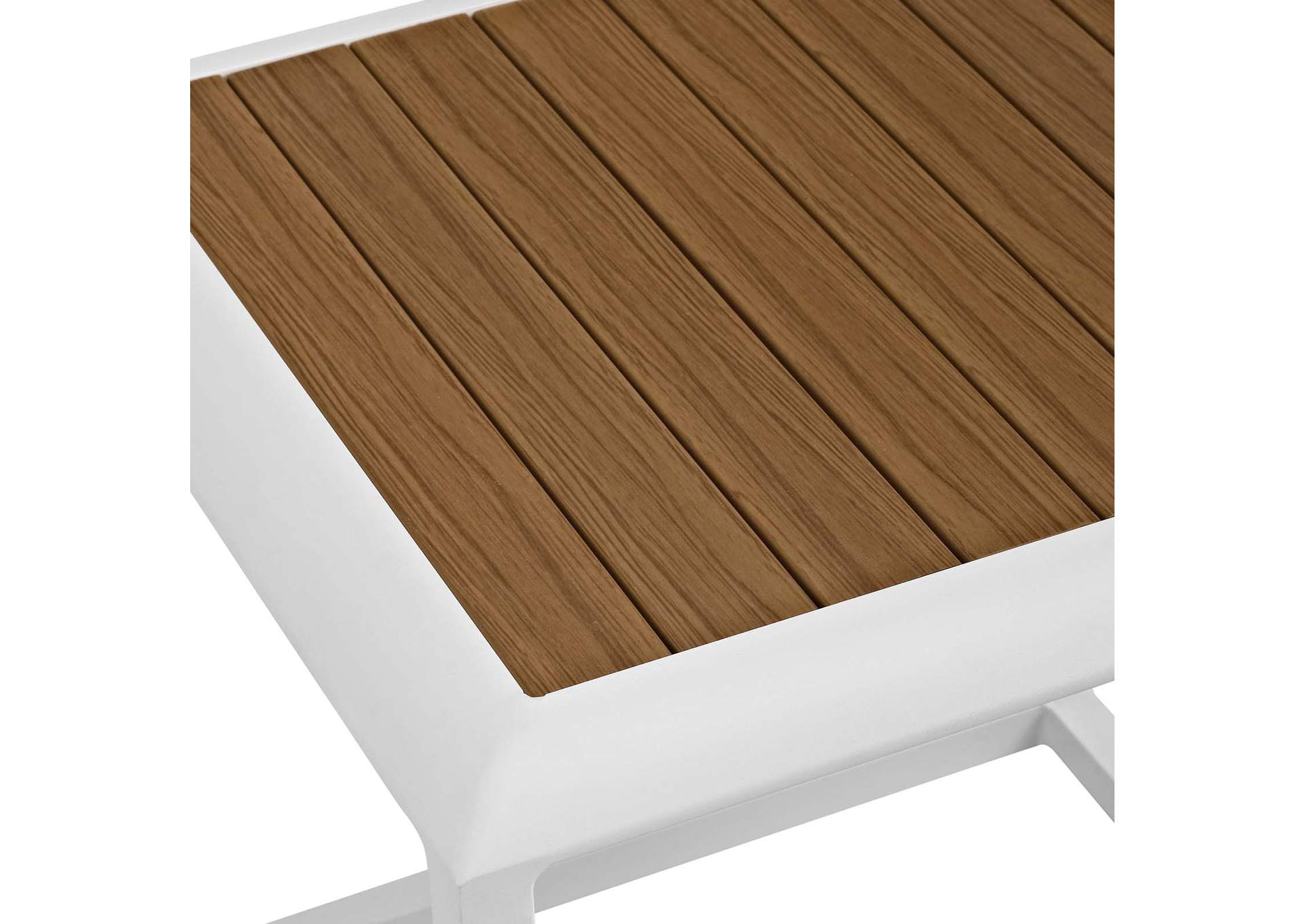 White Natural Stance Outdoor Patio Aluminum Side Table,Modway