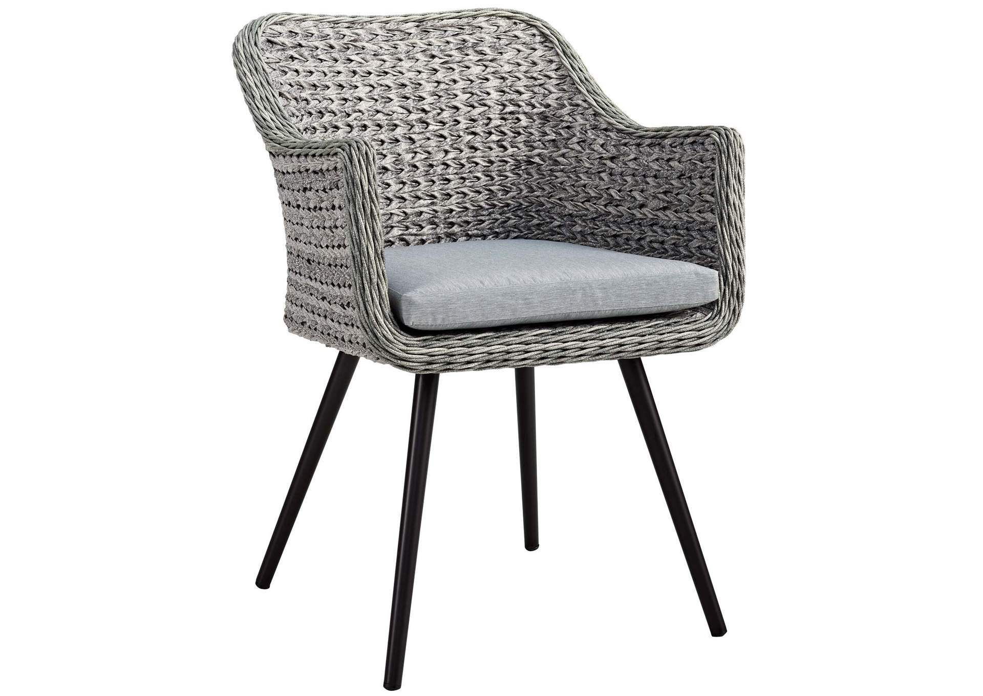 Gray Gray Endeavor Outdoor Patio Wicker Rattan Arm Dining Chair,Modway