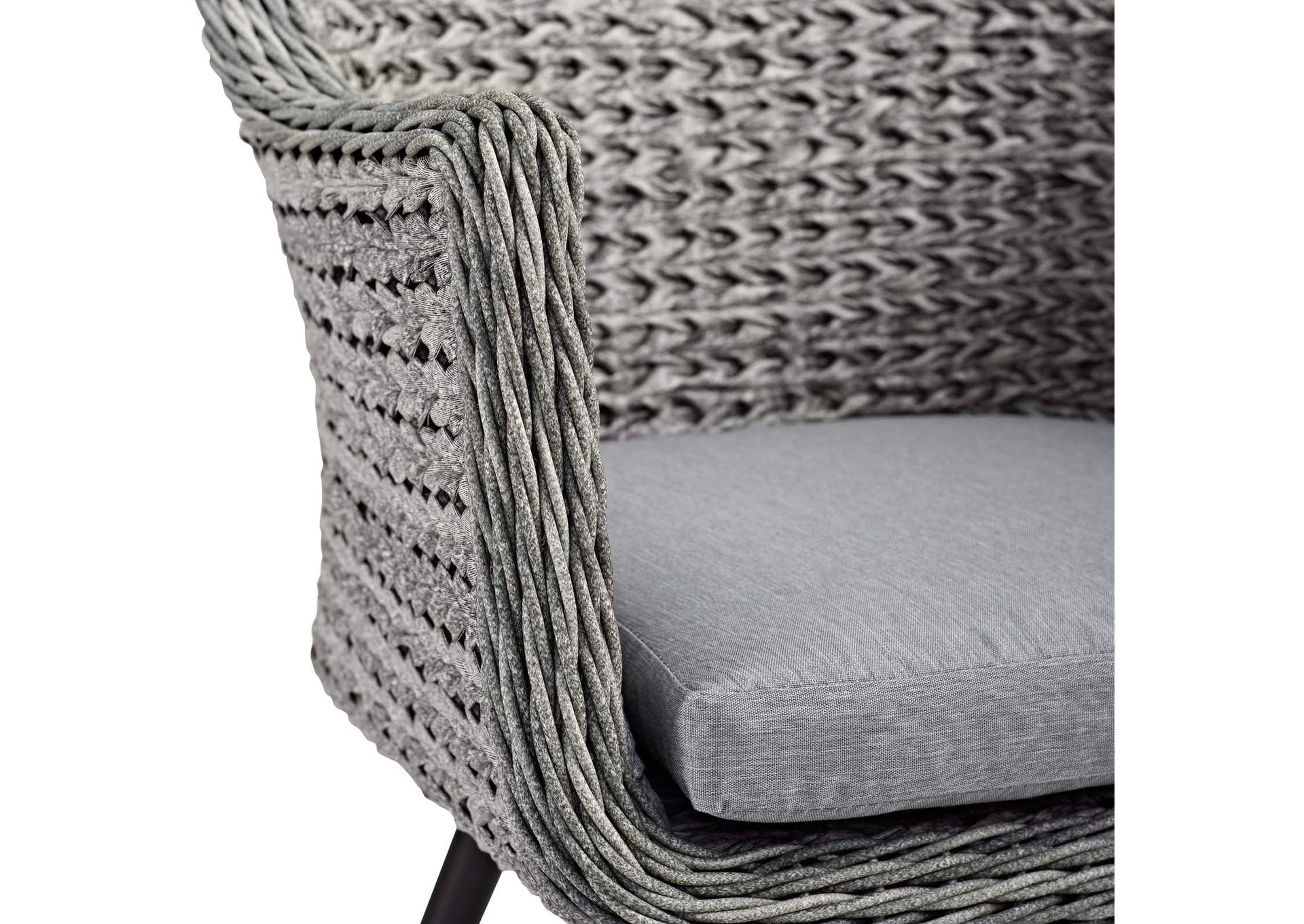 Gray Gray Endeavor Outdoor Patio Wicker Rattan Arm Dining Chair,Modway