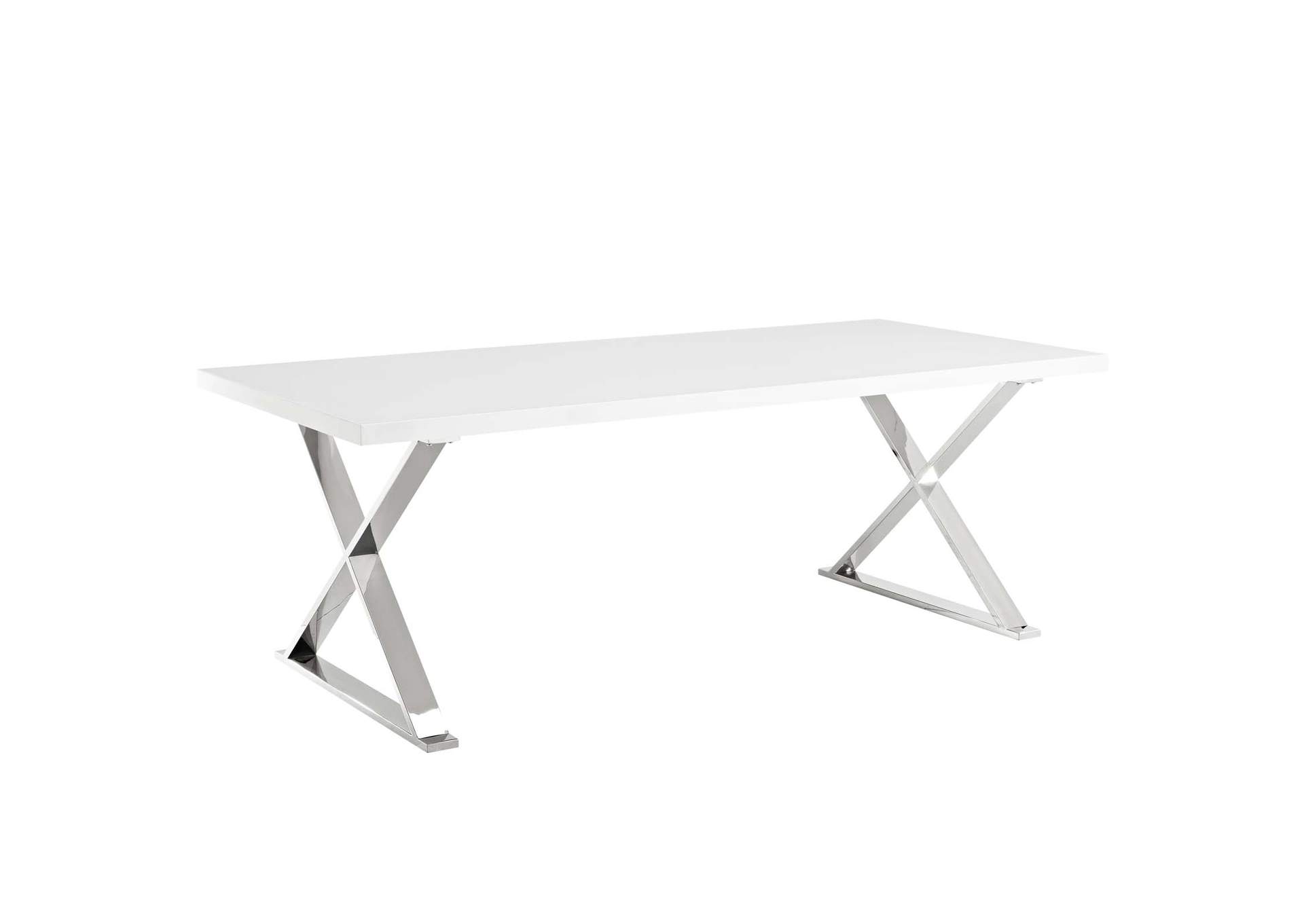 White Silver Sector Dining Table,Modway