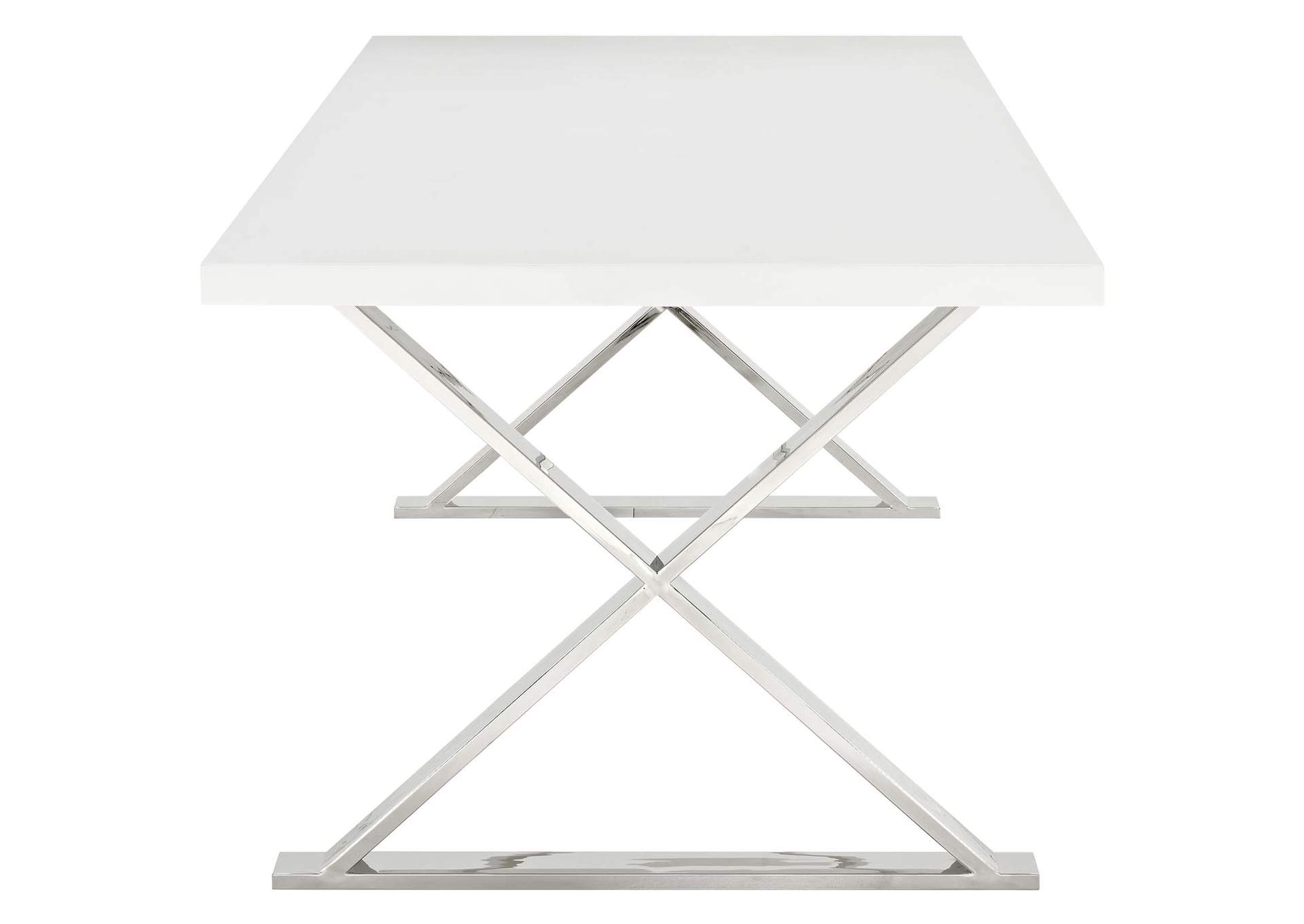 White Silver Sector Dining Table,Modway