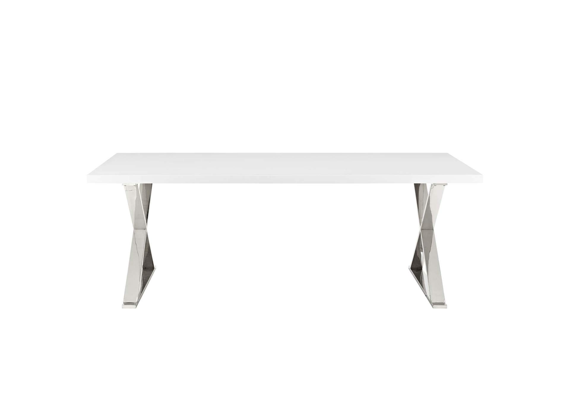 White Silver Sector Dining Table,Modway