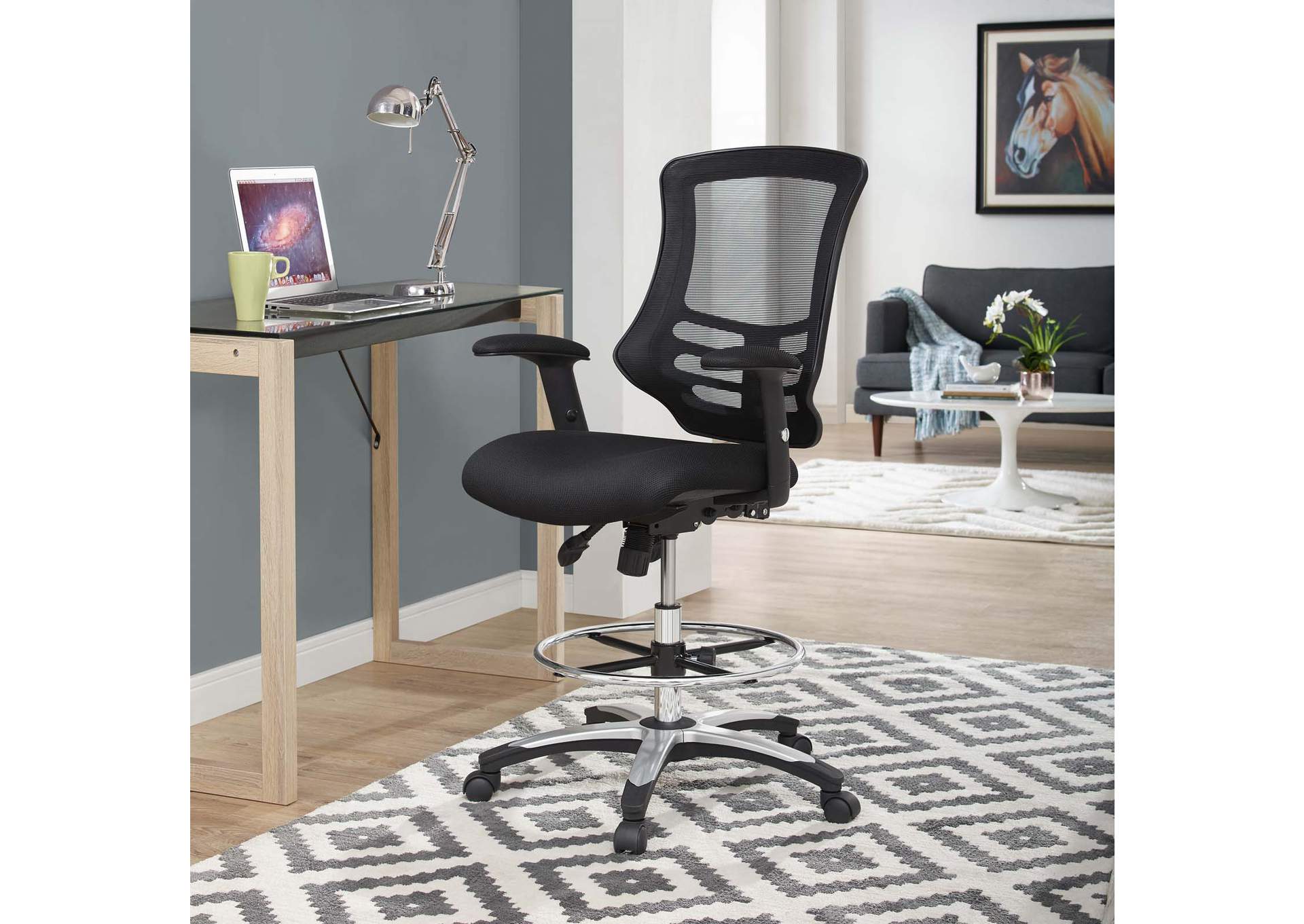 Black Calibrate Mesh Drafting Chair,Modway