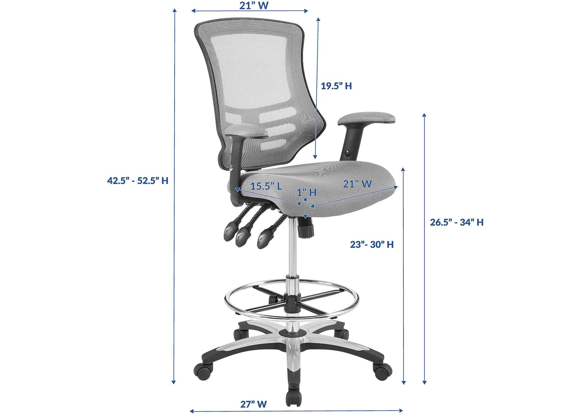 Gray Calibrate Mesh Drafting Chair,Modway