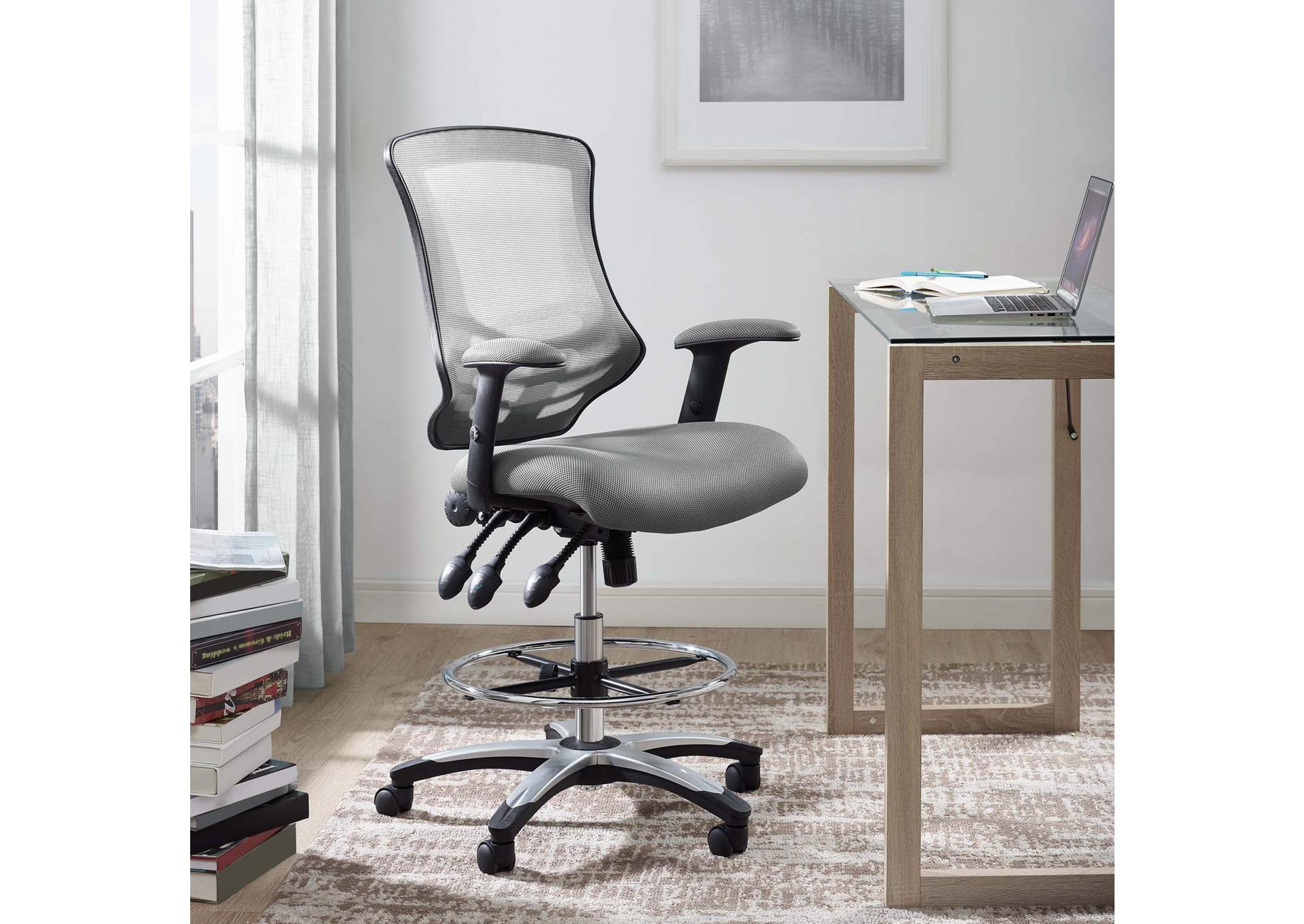 Gray Calibrate Mesh Drafting Chair,Modway