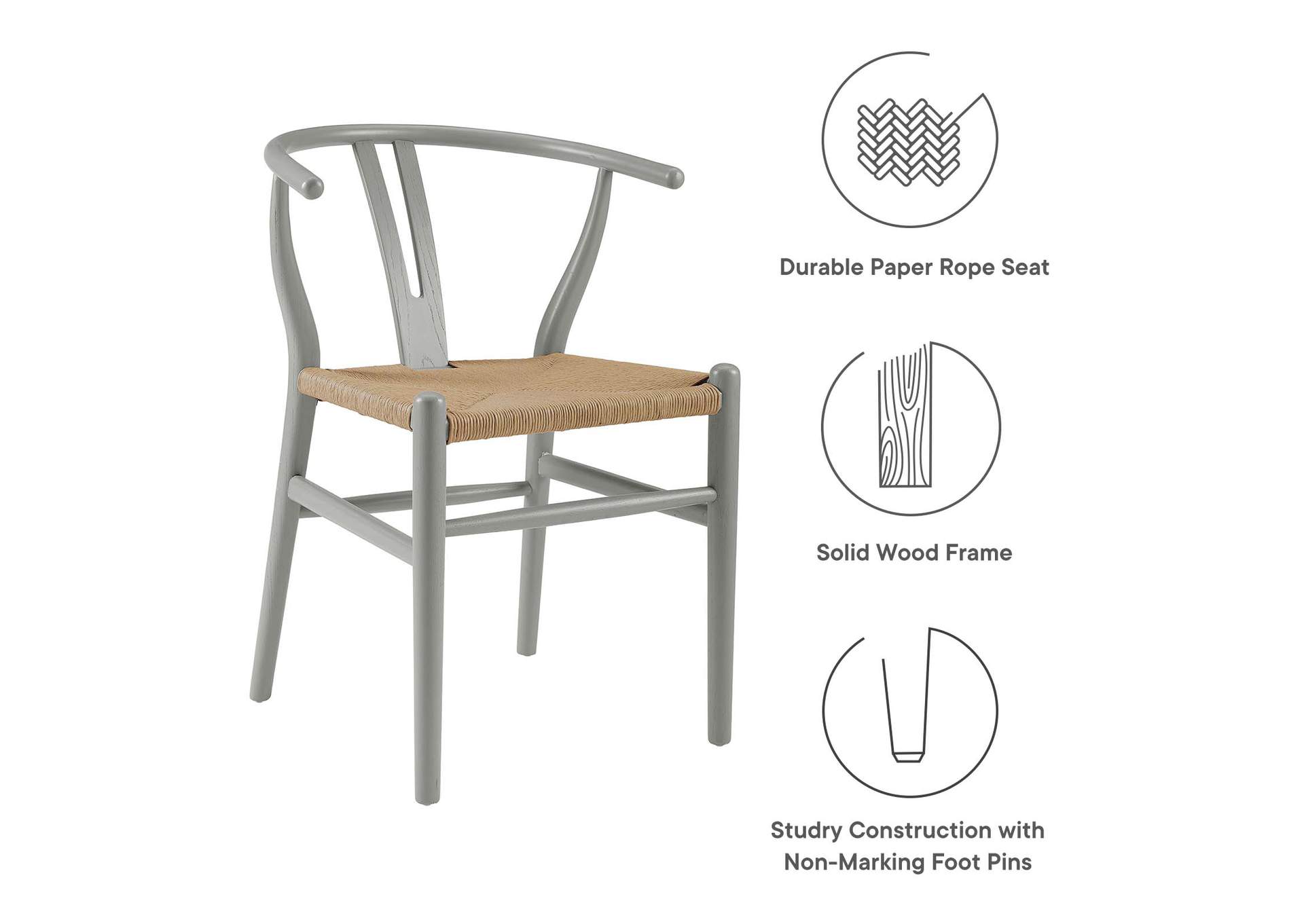 Light Gray Amish Dining Wood Side Chair,Modway