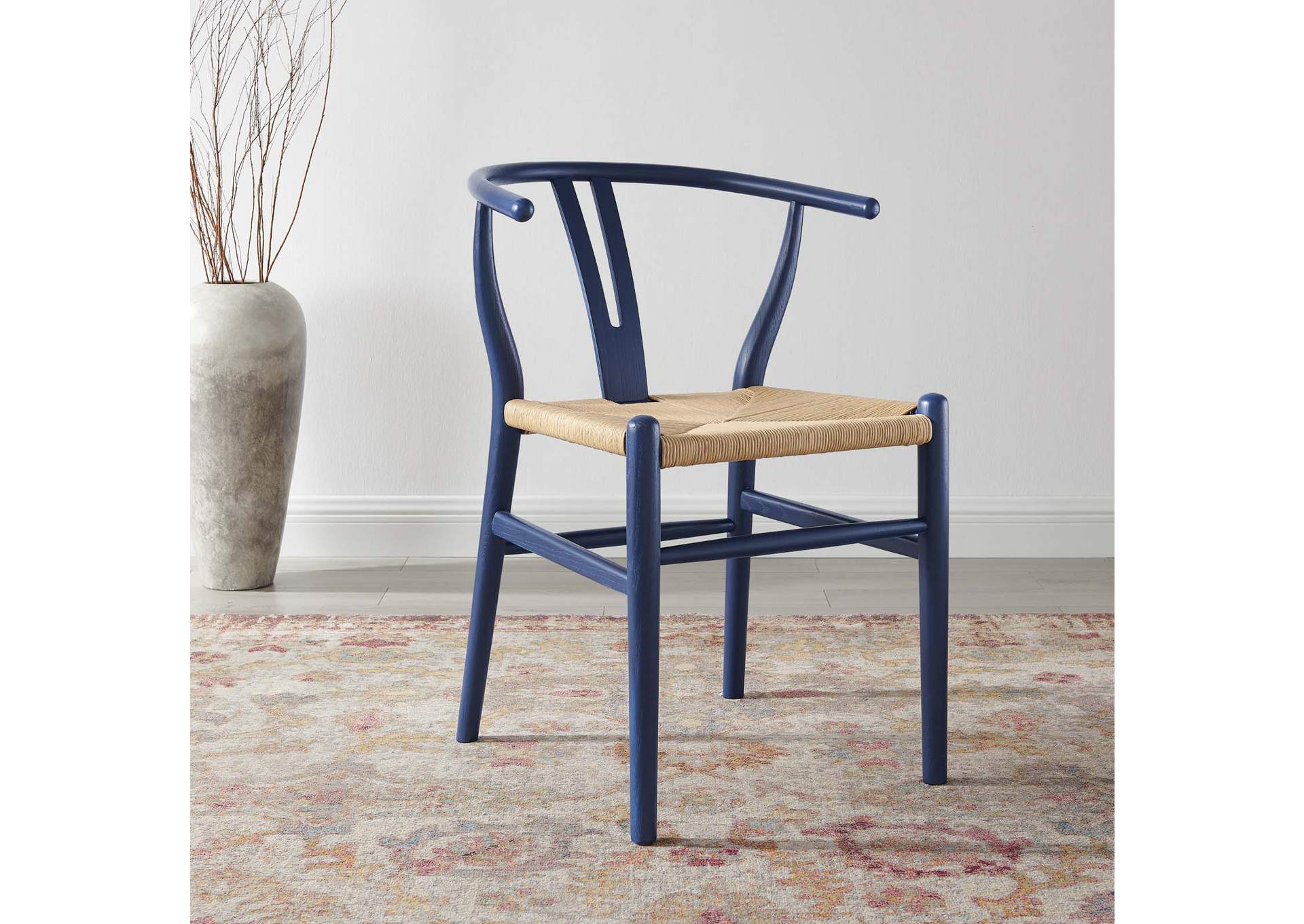 Midnight Blue Amish Dining Wood Side Chair,Modway