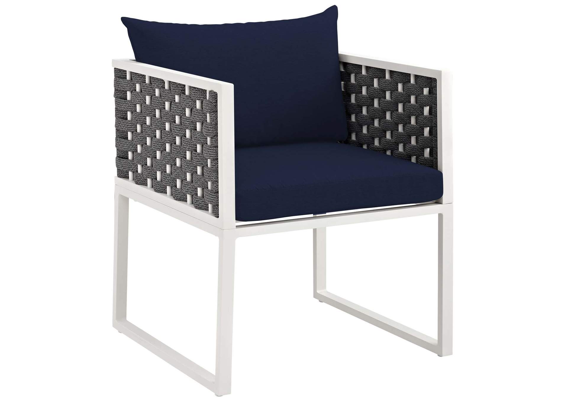 White Navy Stance Outdoor Patio Aluminum Arm Dining Chair,Modway