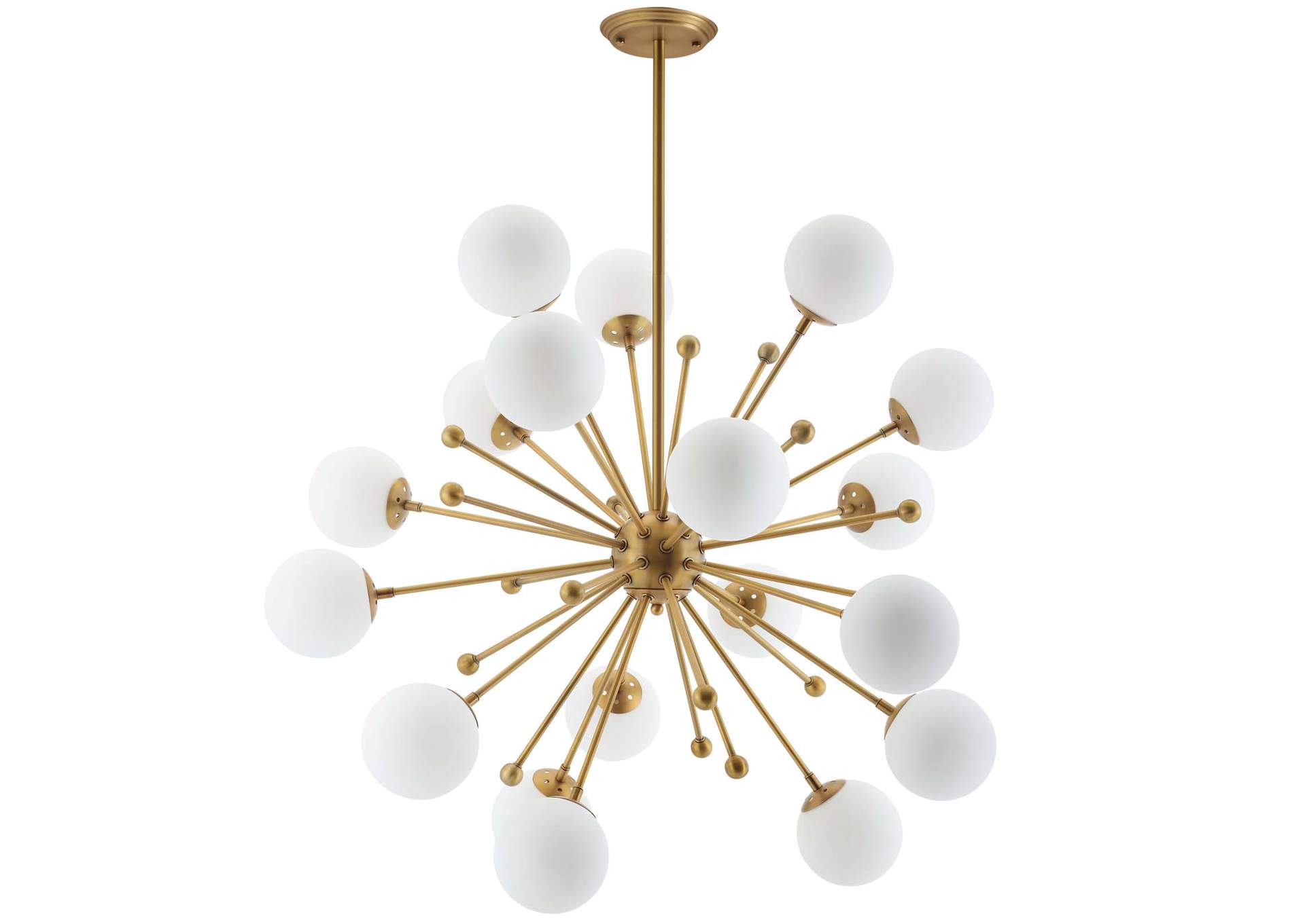 Constellation White Glass and Brass Pendant Chandelier,Modway