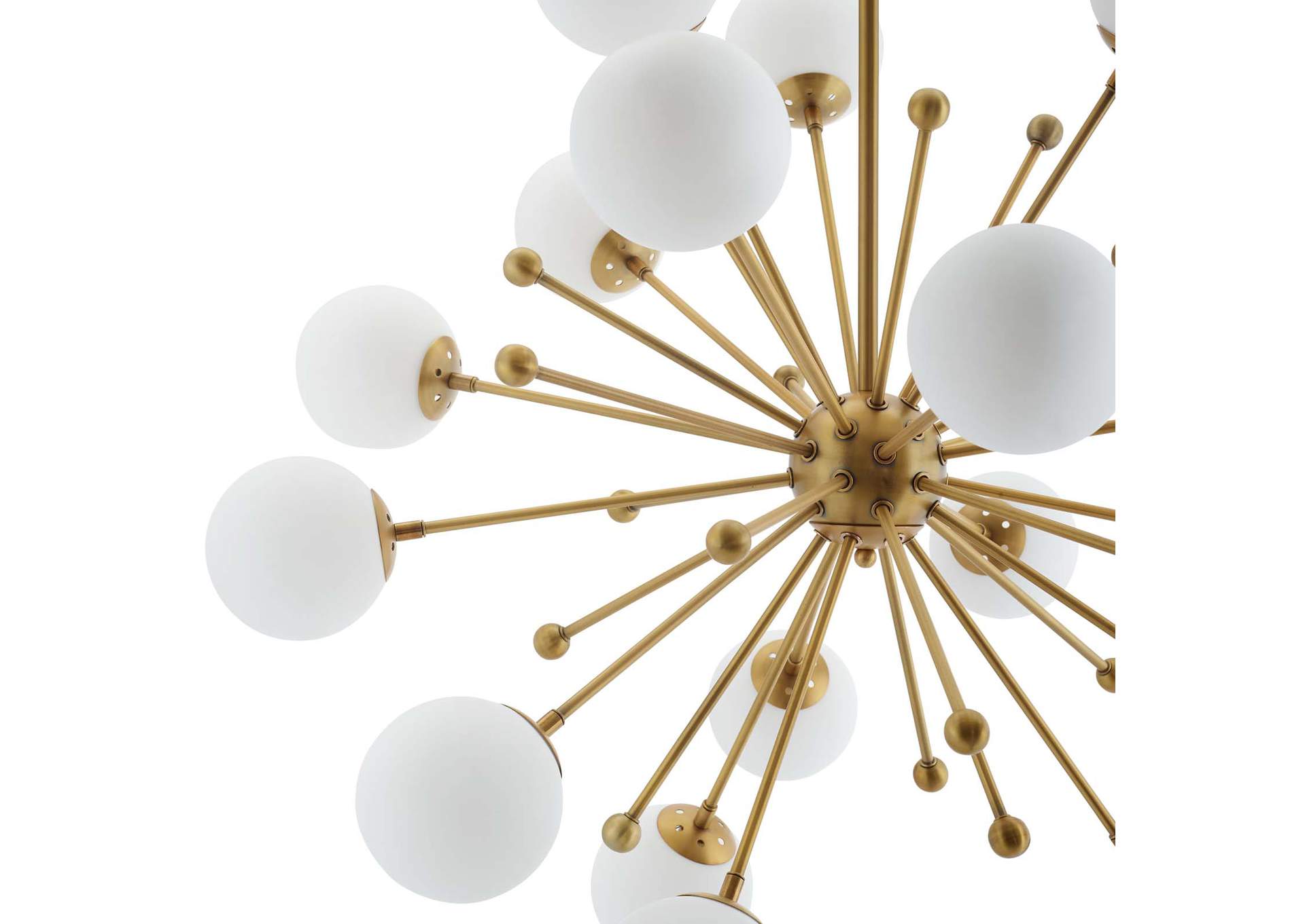 Constellation White Glass and Brass Pendant Chandelier,Modway