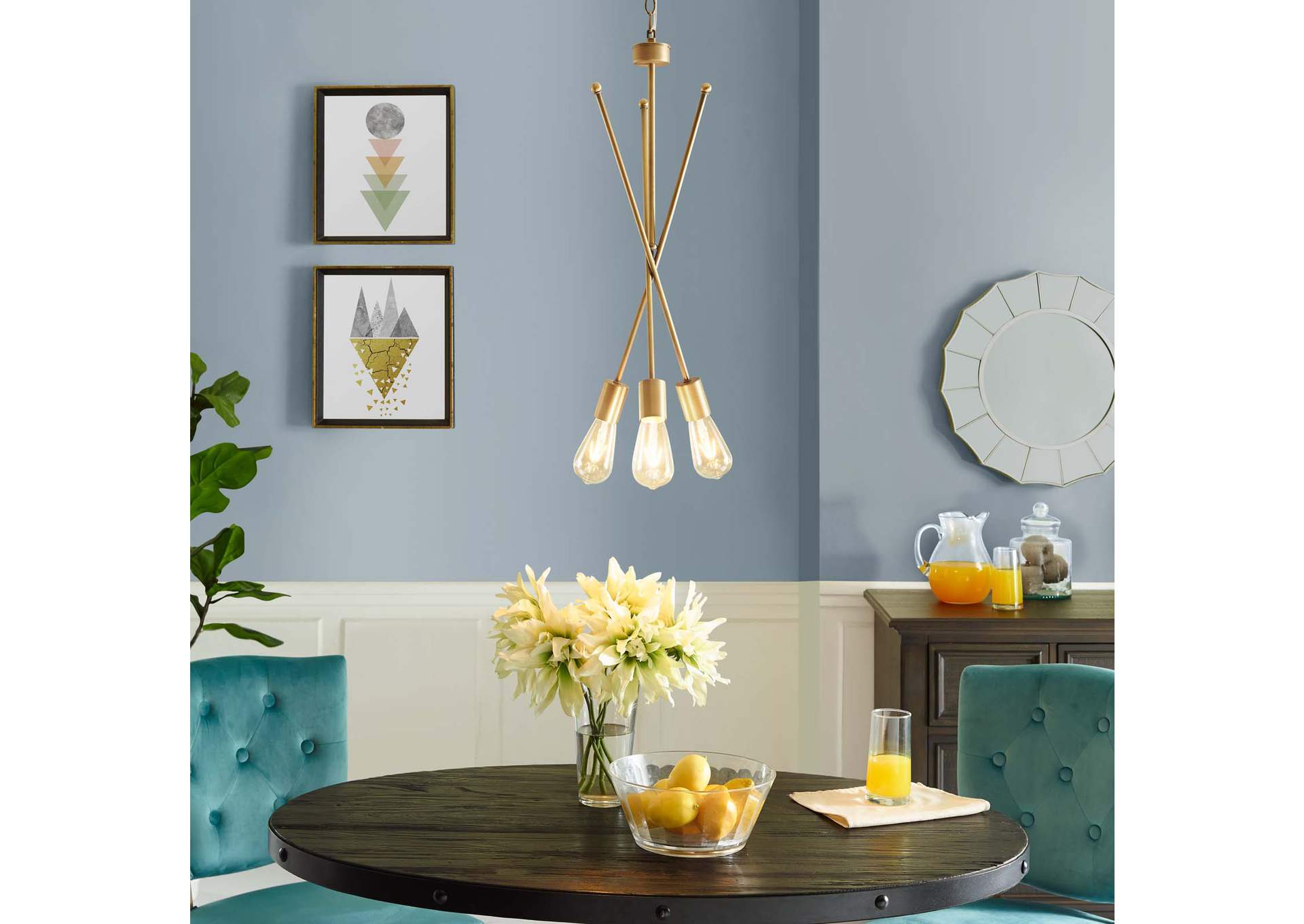 Strive Brass Pendant Chandelier,Modway