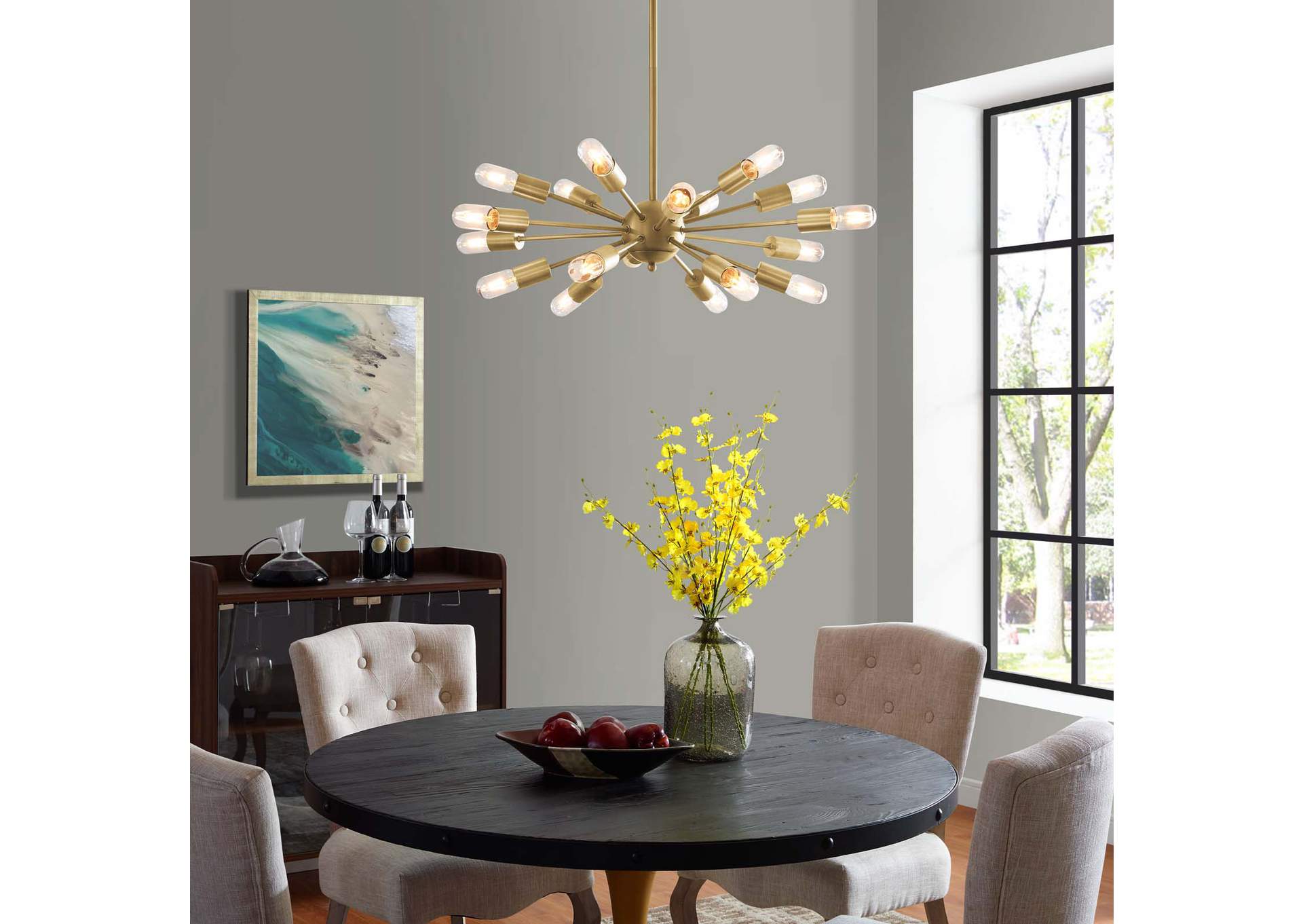 Resolve Brass Pendant Chandelier,Modway