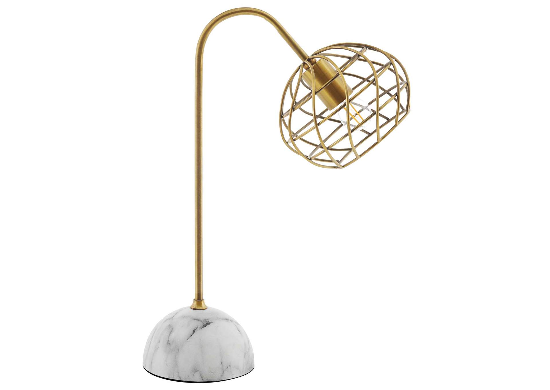 Salient Brass and Faux White Marble Table Lamp,Modway