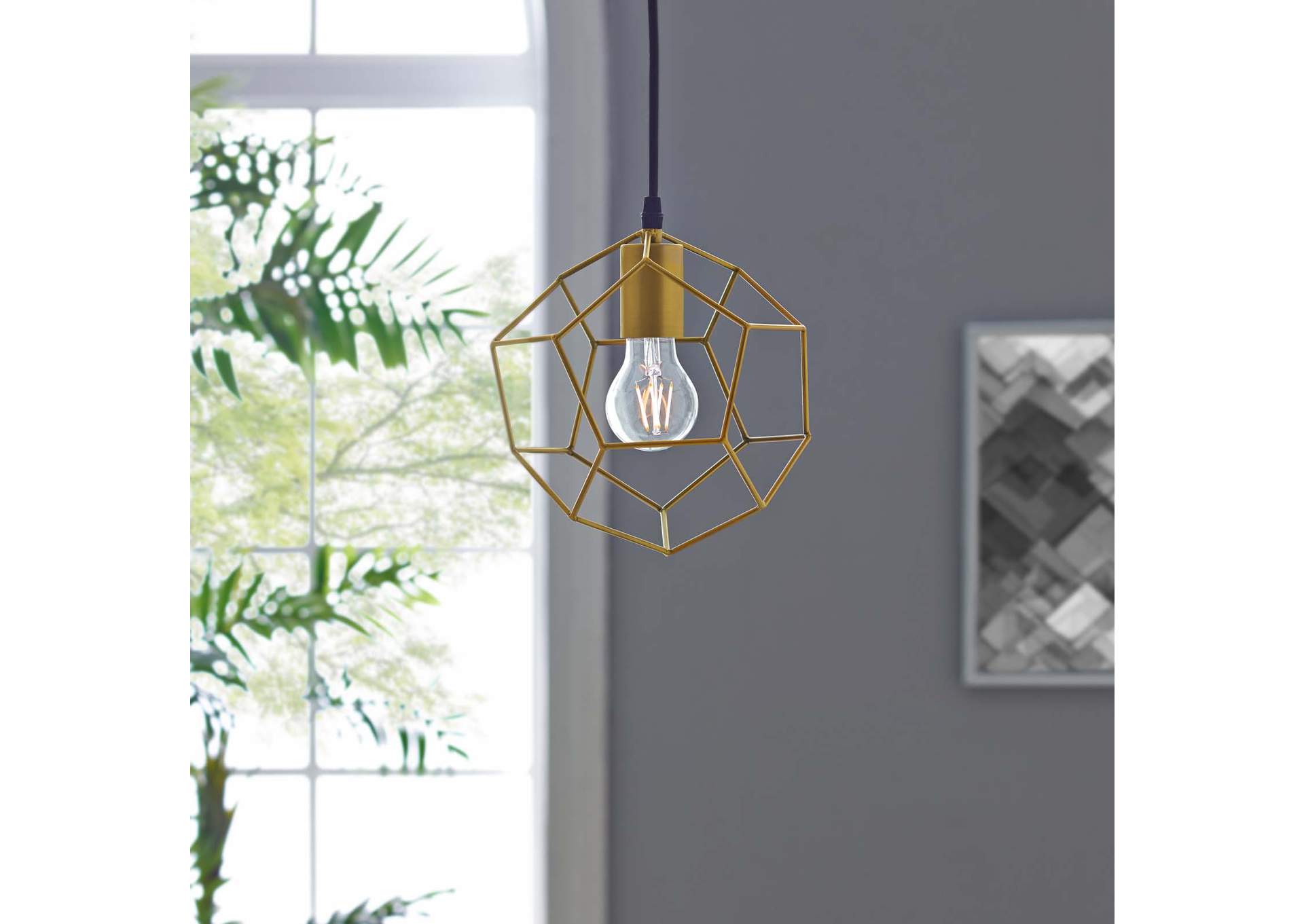 Pique Gold Metal Ceiling Fixture,Modway