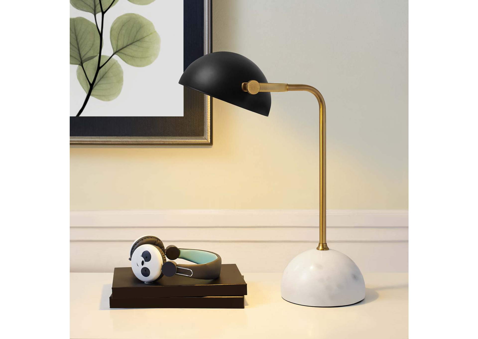 Convey Bronze and White Marble Table Lamp,Modway