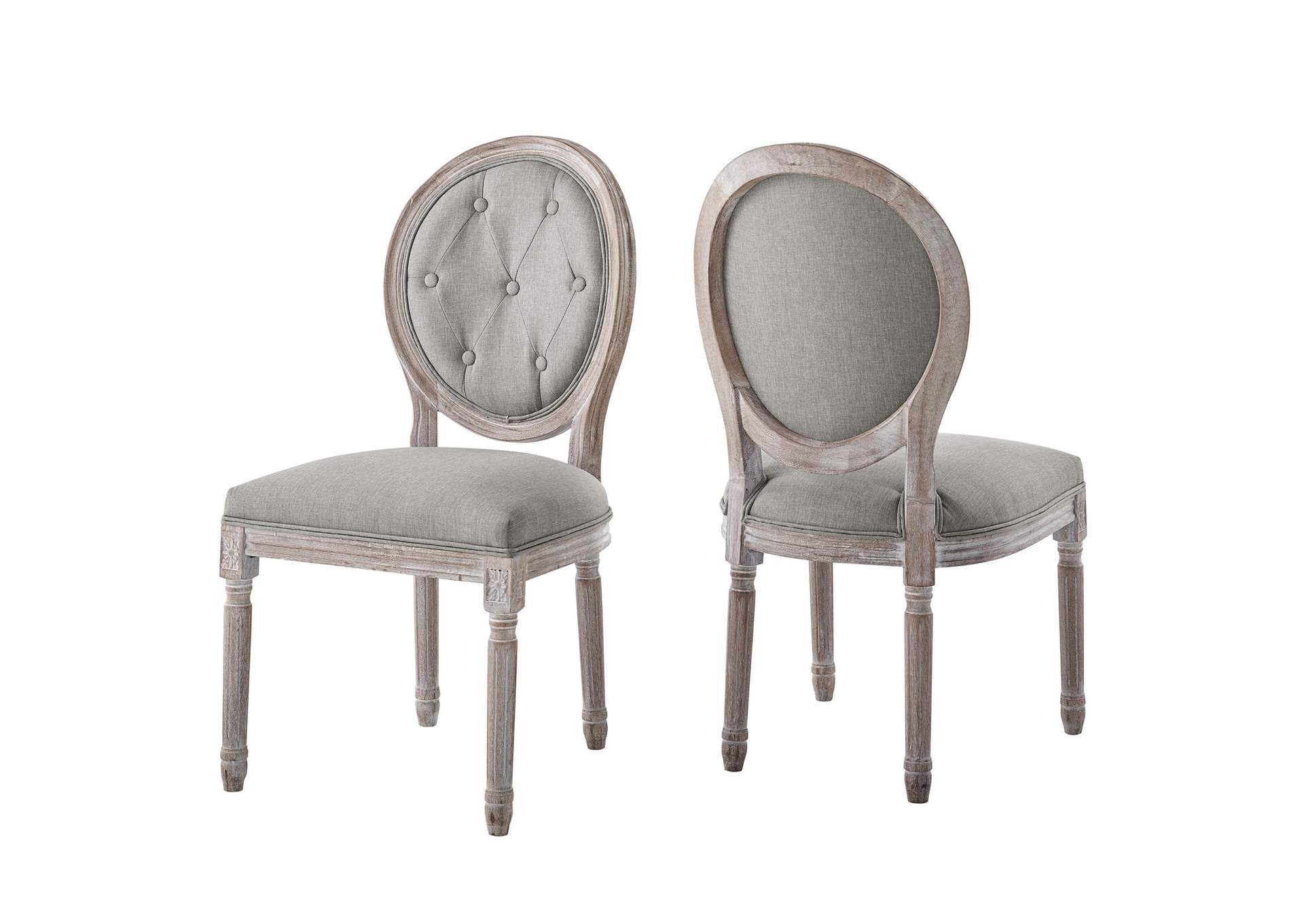 Light Gray Arise Vintage French Upholstered Fabric Dining Side Chair [Set of 2],Modway