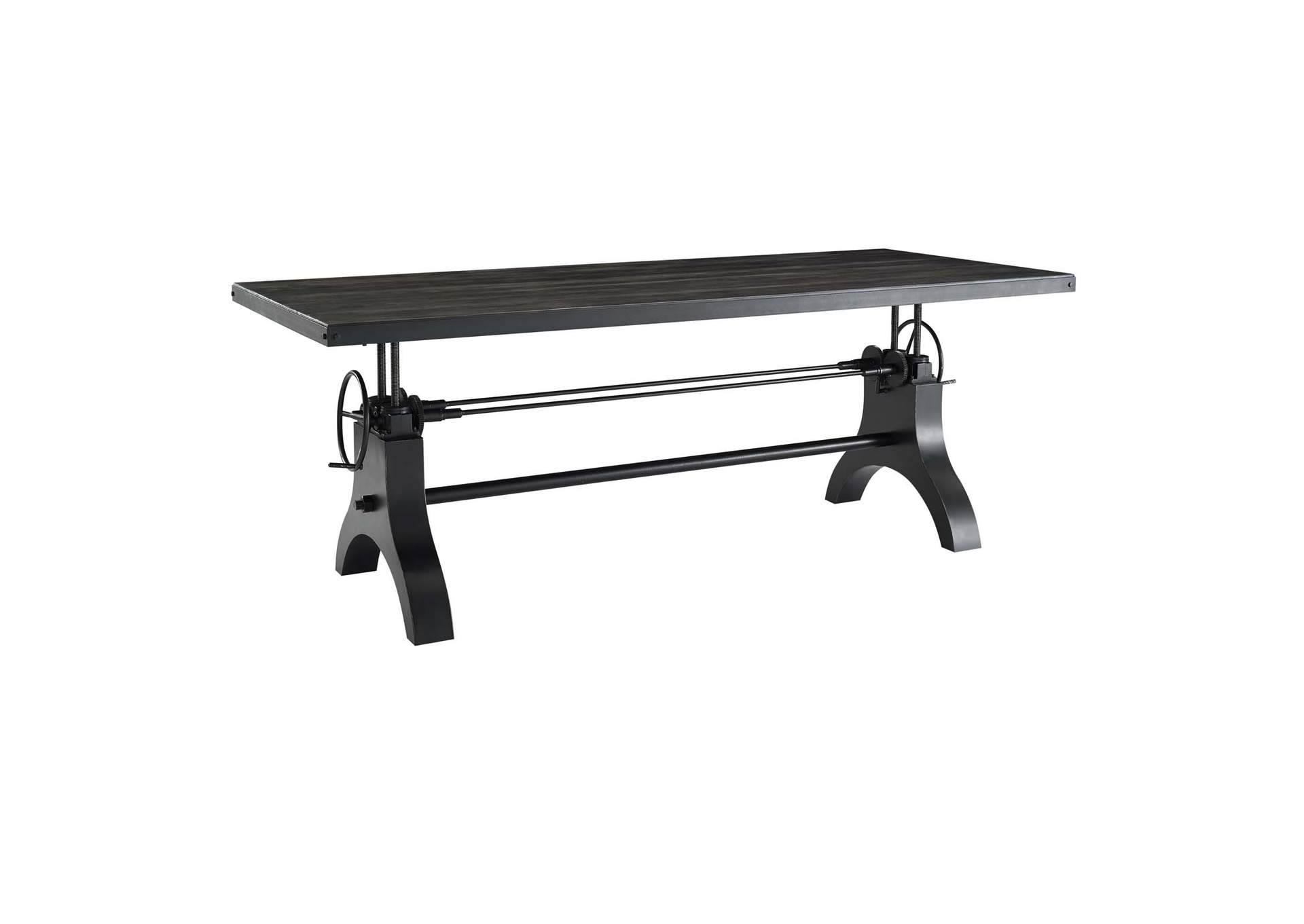 Black Genuine 96" Crank Height Adjustable Rectangle Dining and Conference Table,Modway