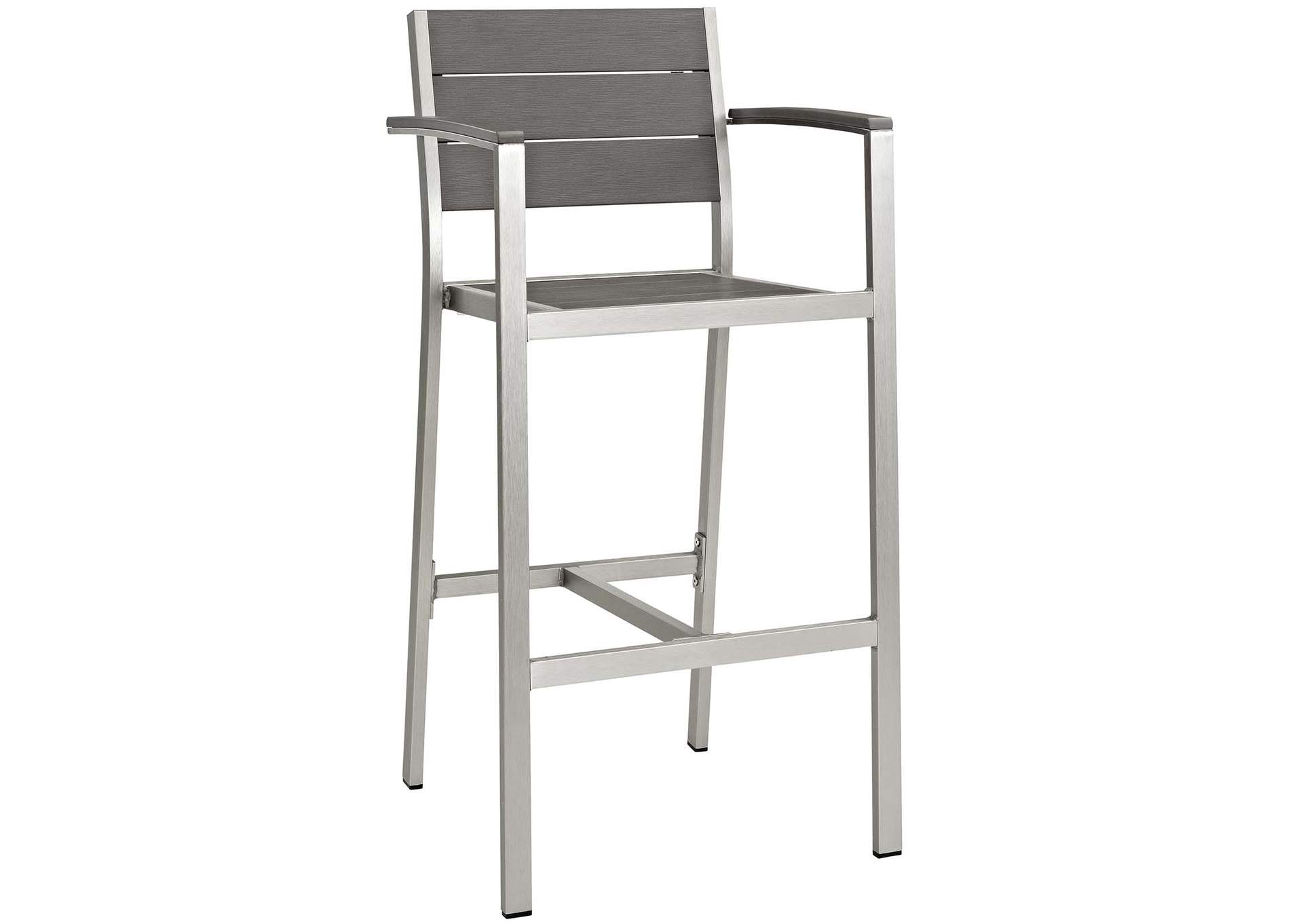 Silver Gray Shore Bar Stool Outdoor Patio Aluminum [Set of 2],Modway