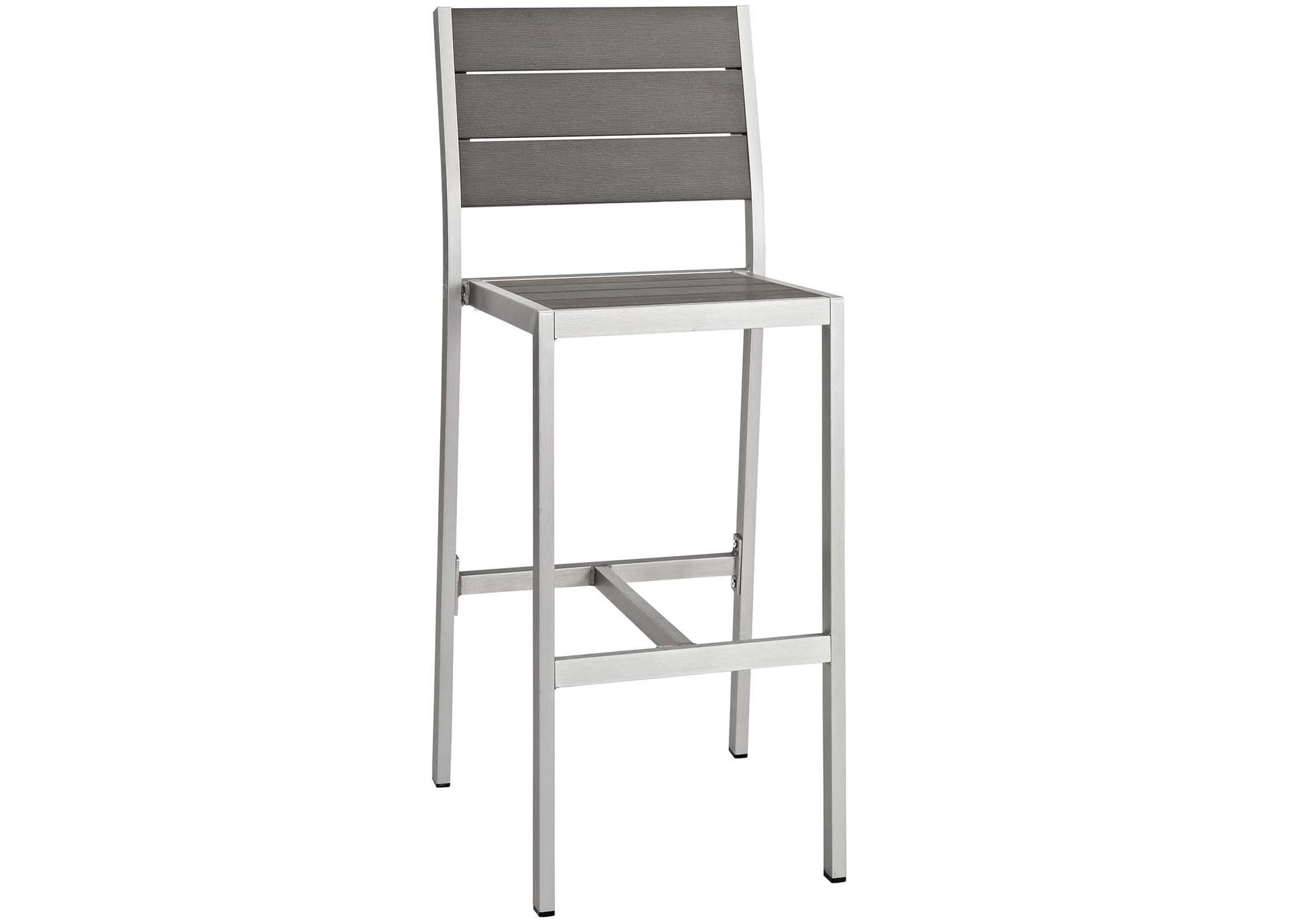 Silver Gray Shore 3 Piece Outdoor Patio Aluminum Pub Set,Modway