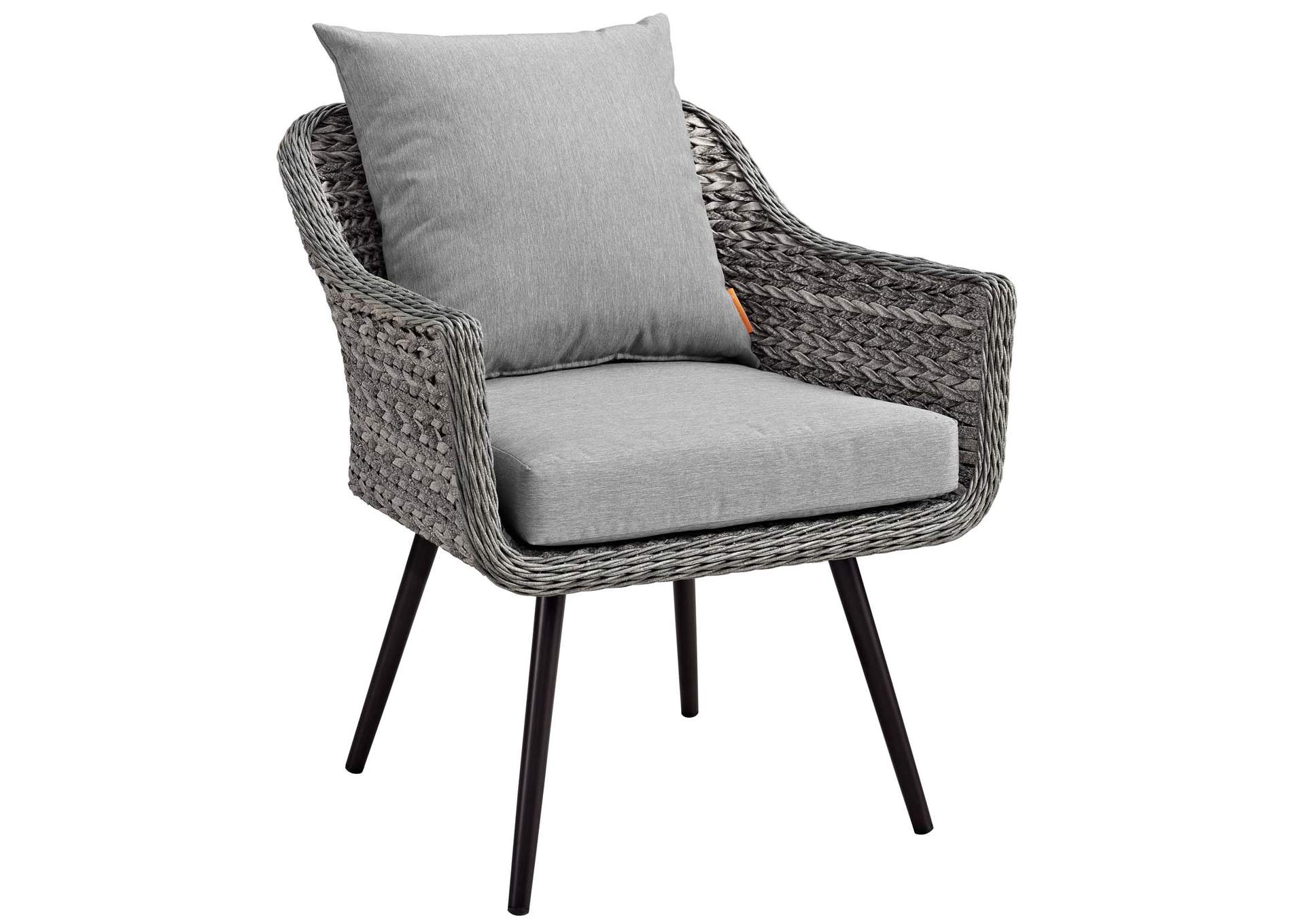 Gray Gray Endeavor 5 Piece Outdoor Patio Wicker Rattan Loveseat Armchair Coffee + Side Table Set,Modway