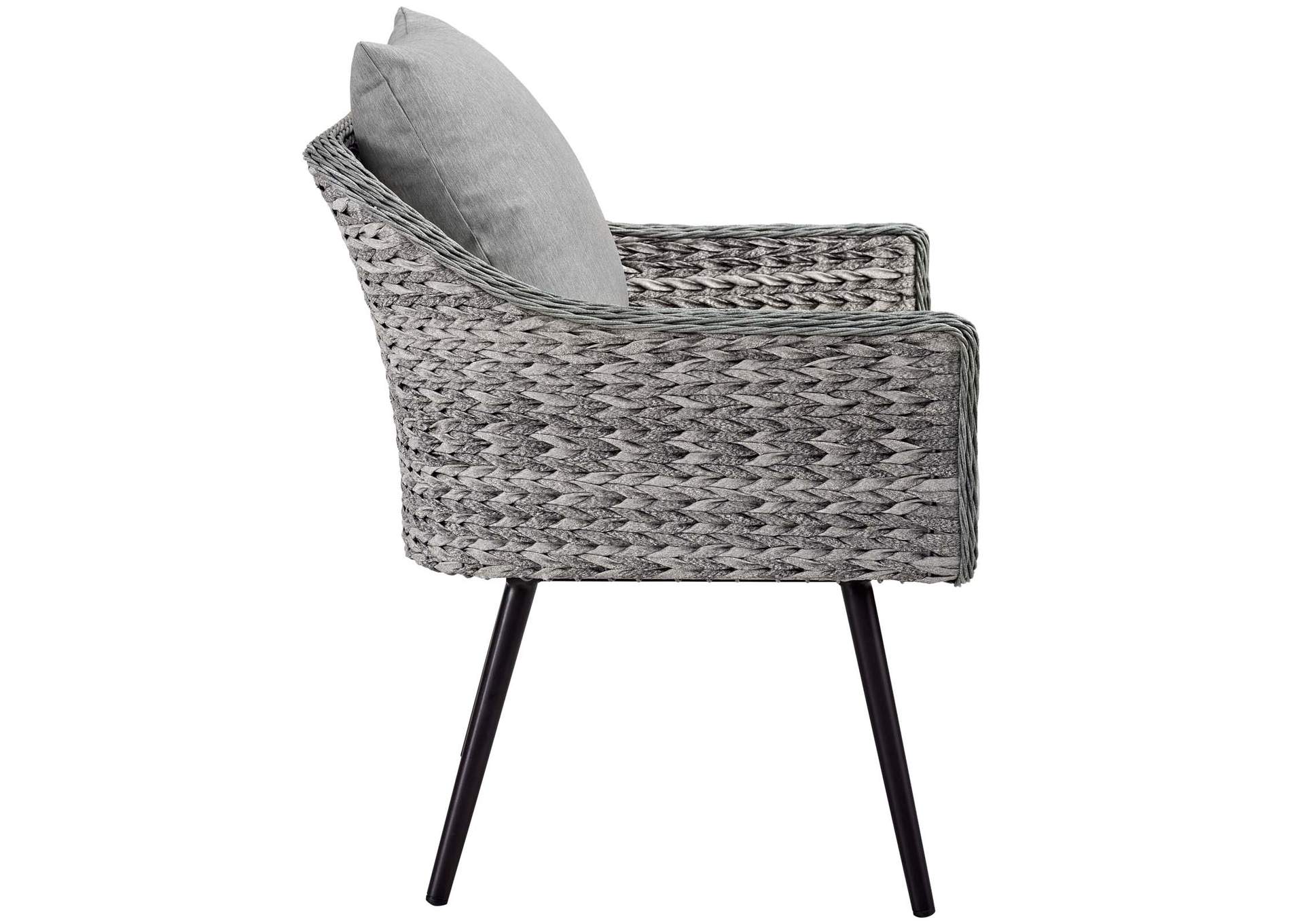 Gray Gray Endeavor 5 Piece Outdoor Patio Wicker Rattan Loveseat Armchair Coffee + Side Table Set,Modway